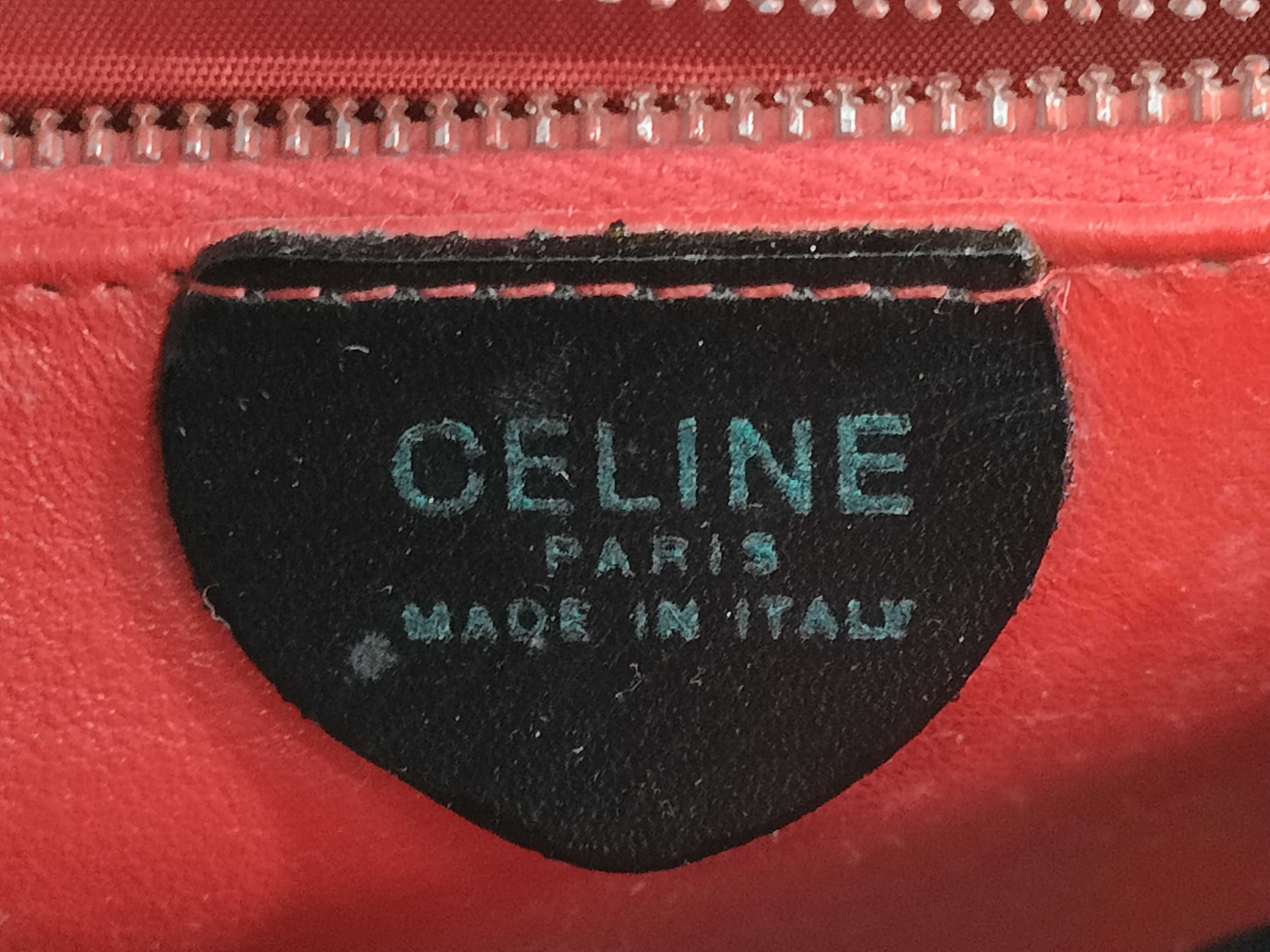 【水曜終了】(10709_0071)CELINE セリーヌ デカサークルロゴ オールレザー 箱付き ショルダーバッグ 黒
