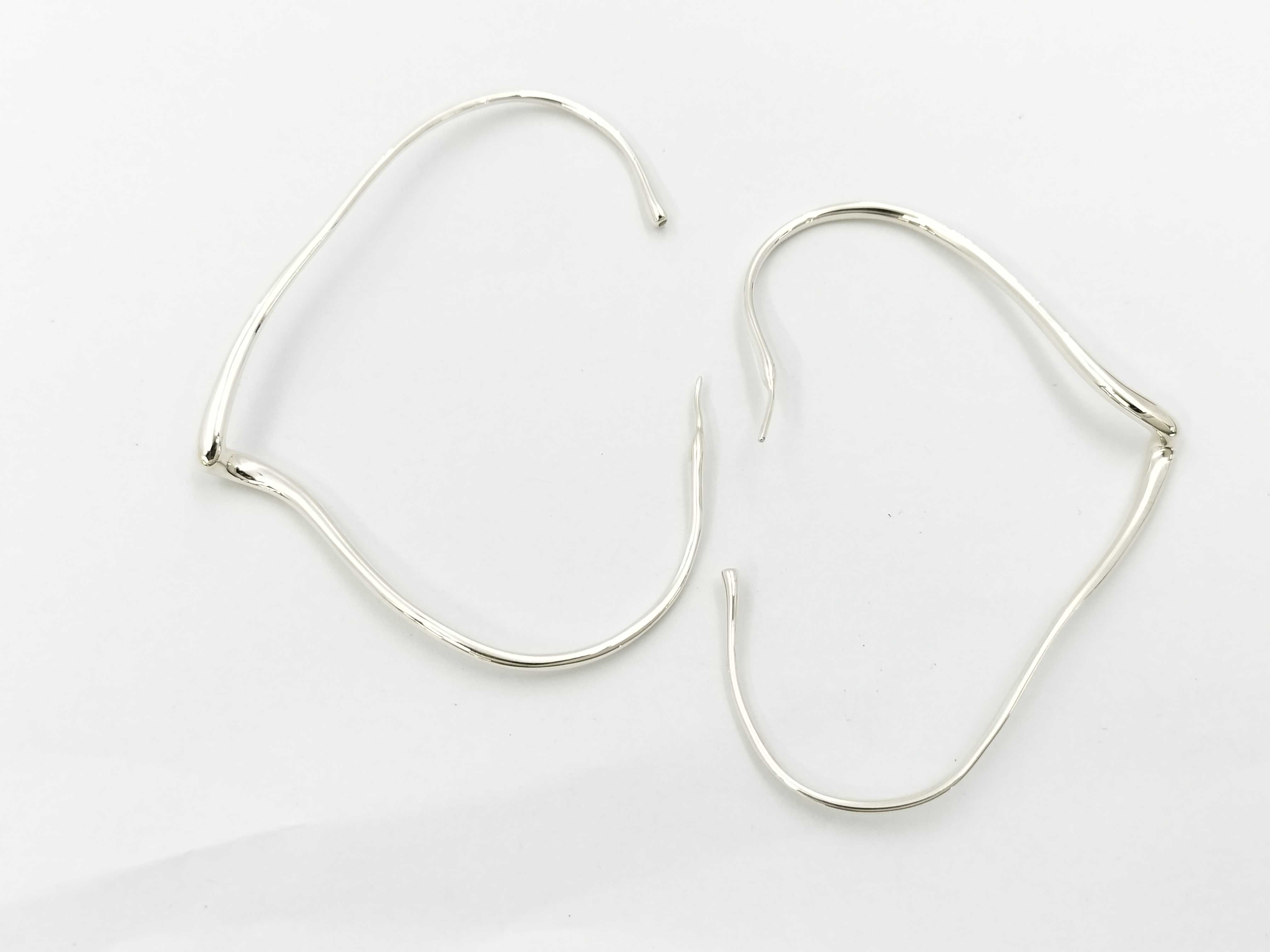 【水曜終了】(10700_0123)Tiffany&Co. ティファニー エルサ・ペレッティ オープン ハート フープ ピアス Lサイズ Ag925 10.9g