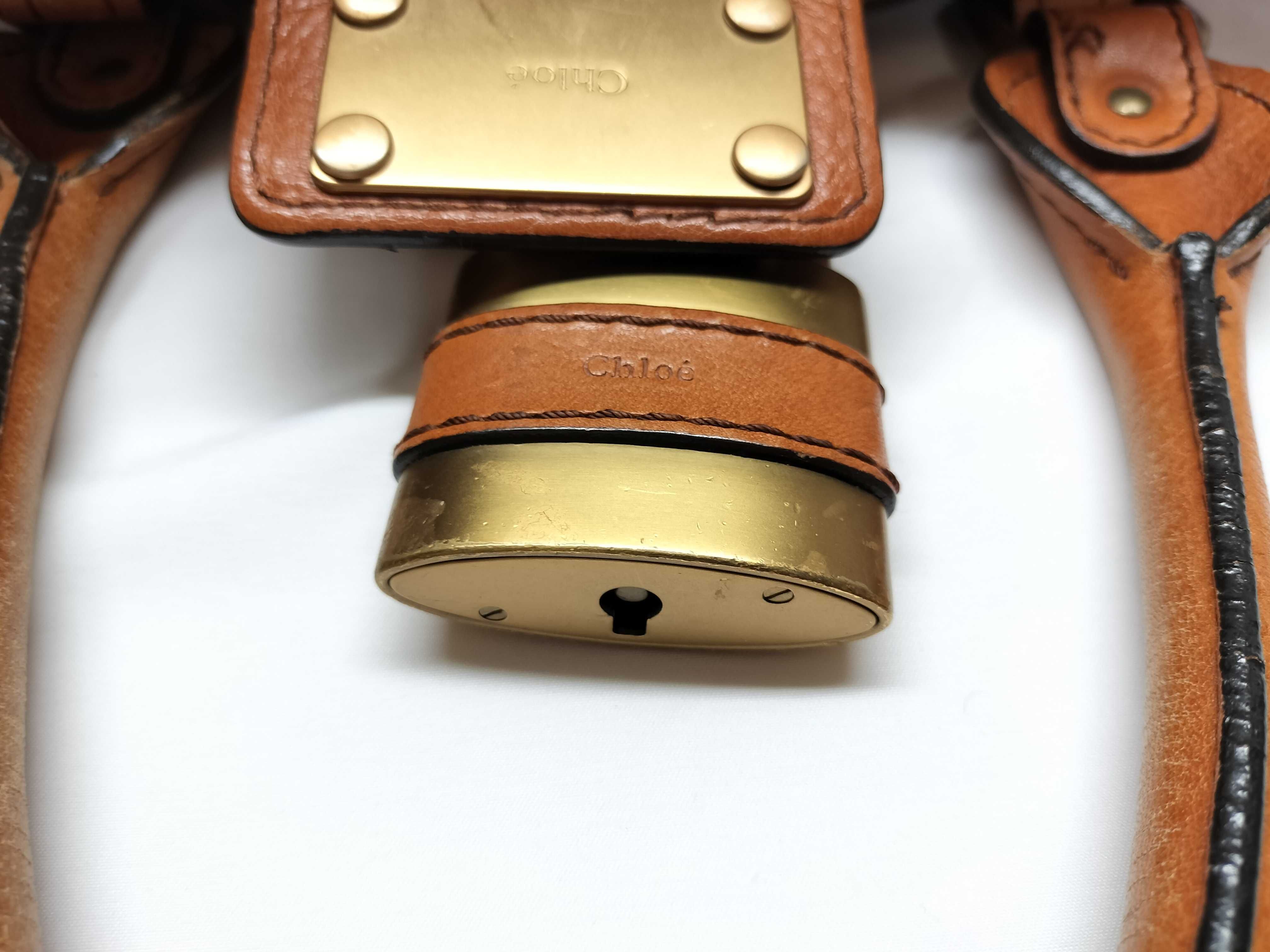 【水曜終了】(10699_0096)chloe Chloe クロエ パディントン レザー パドロック カデナ 南京錠 トートバッグ ハンドバッグ