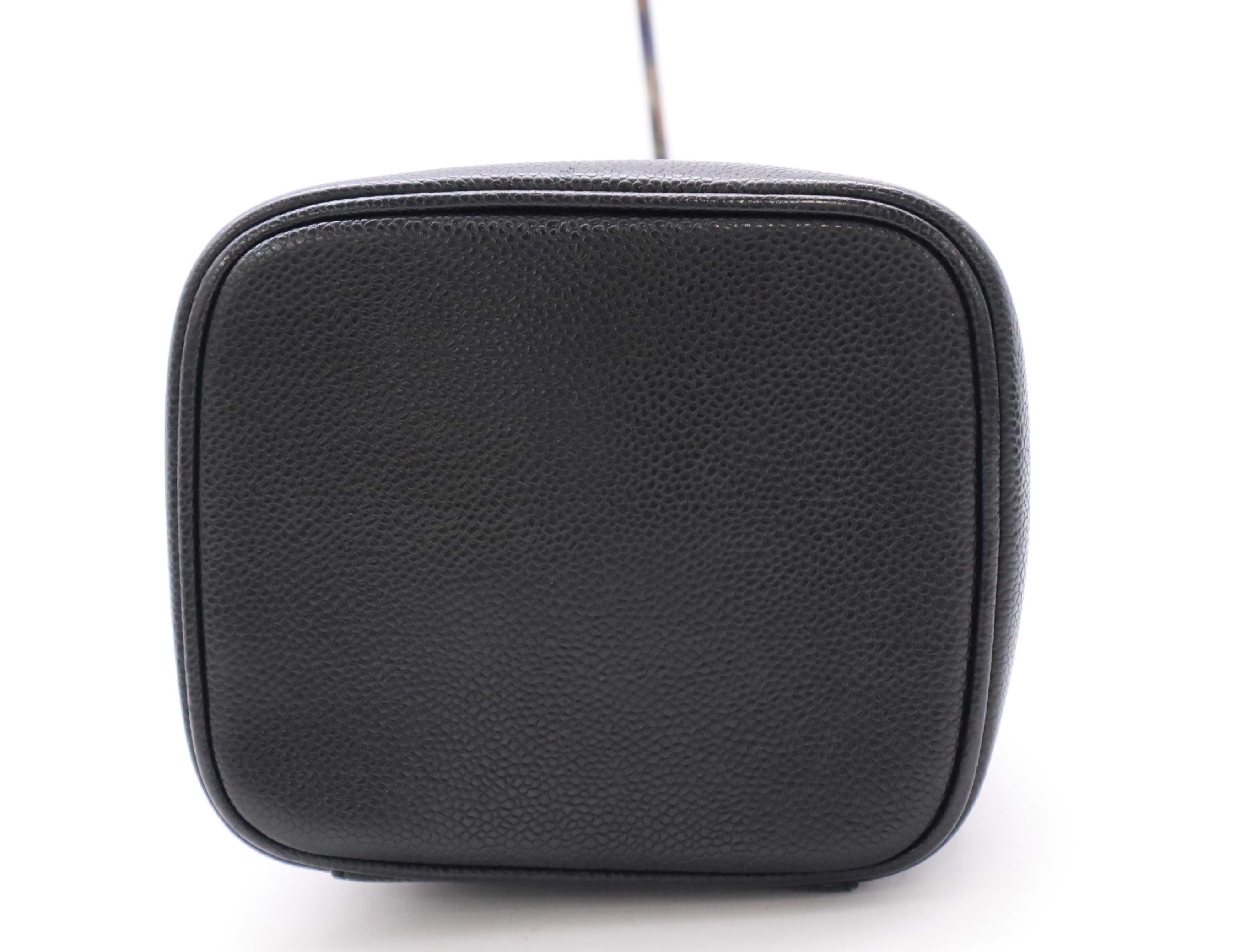 【水曜終了】(10696_0042)CHANEL キャビアスキンココマーク バニティバッグ GD金具 ブラック シール カード 6262764 保存袋付 ハンドバッグ