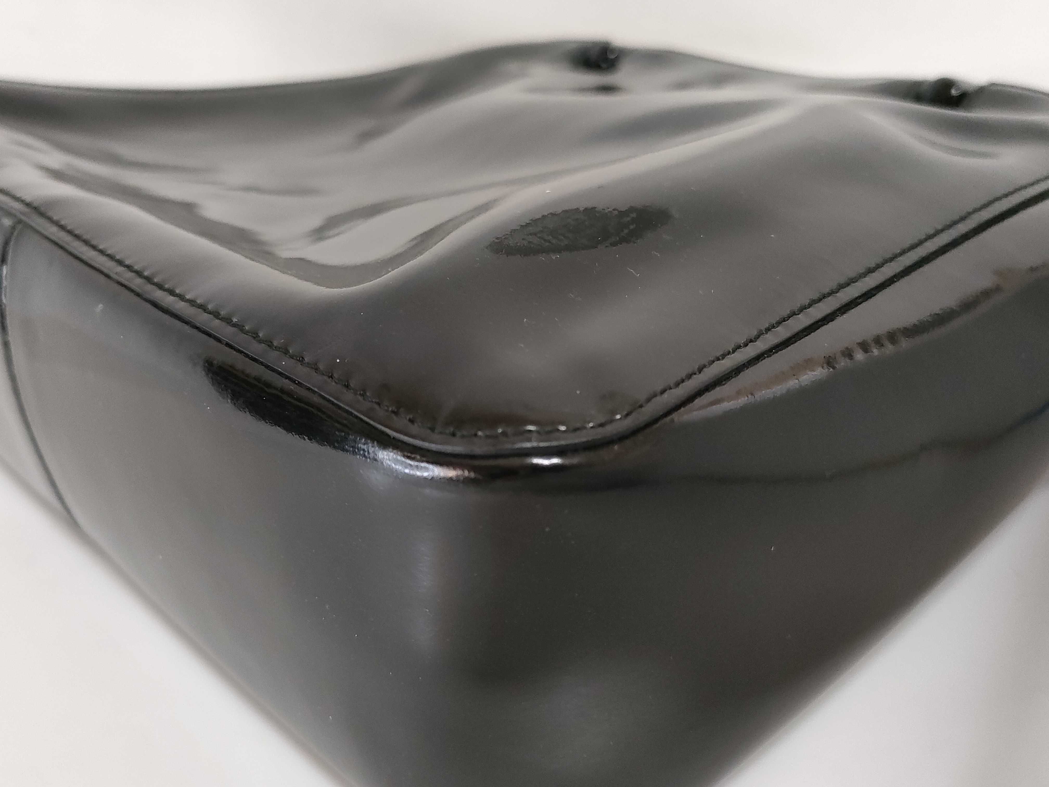 【水曜終了】(10827_0009)GUCCI バンブー エナメル ハンドバッグ 002・1061 001998 布袋