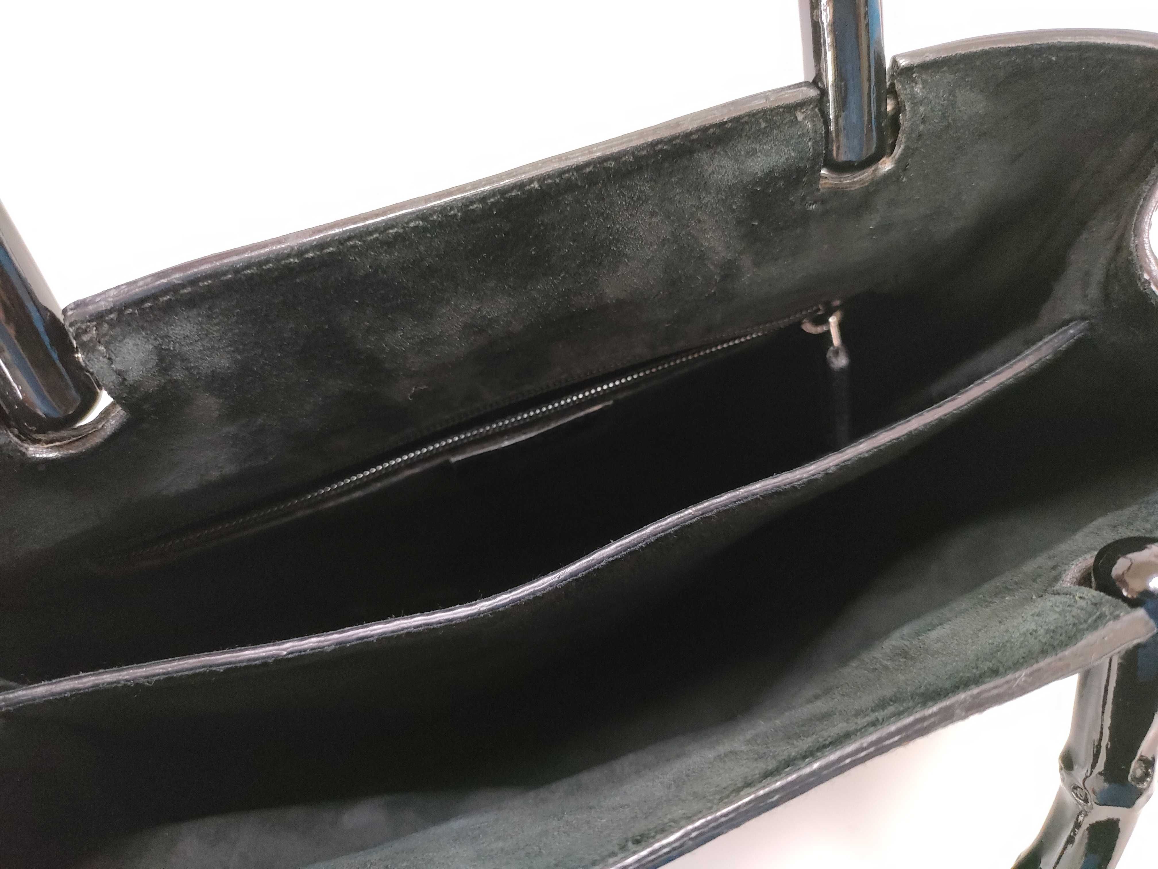 【水曜終了】(10827_0009)GUCCI バンブー エナメル ハンドバッグ 002・1061 001998 布袋