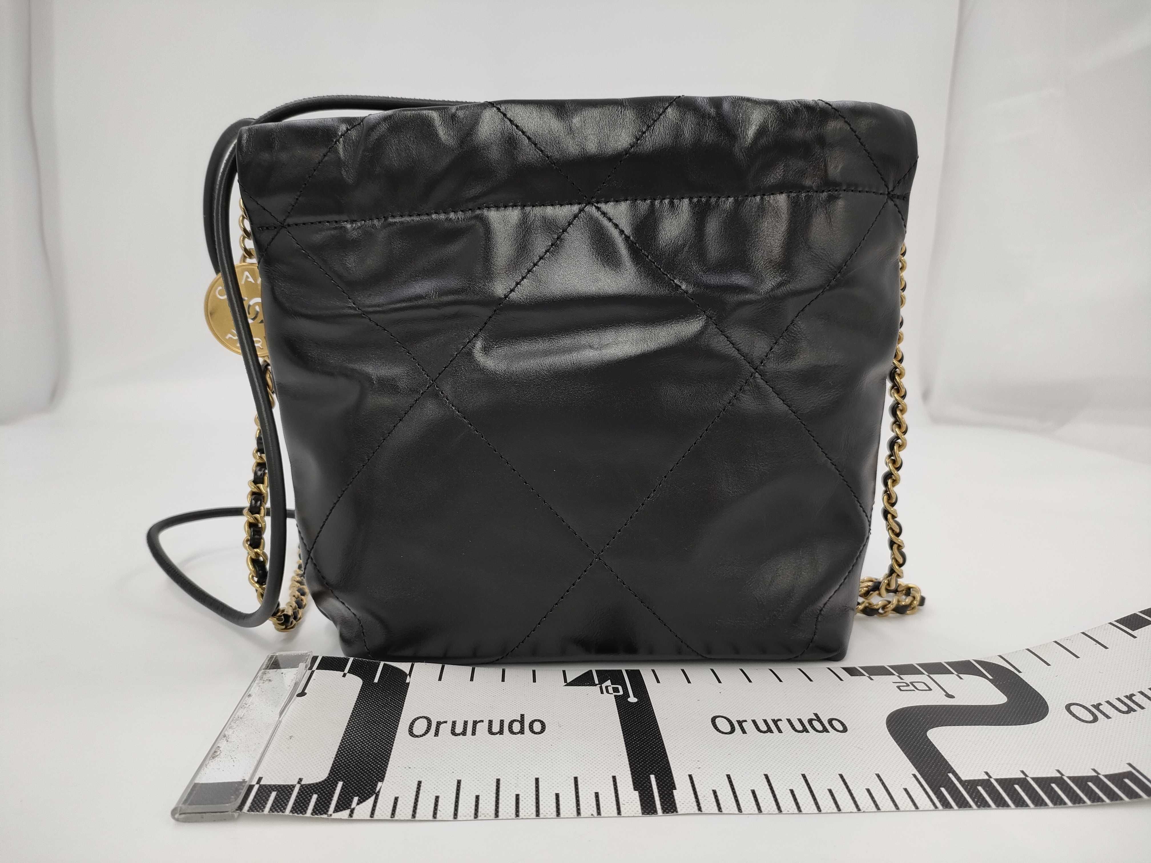 【水曜終了】(10814_0008)CHANEL シャネル22 シャイニーカーフ ミニ 2way ショルダーバッグ AS3980 ブラック