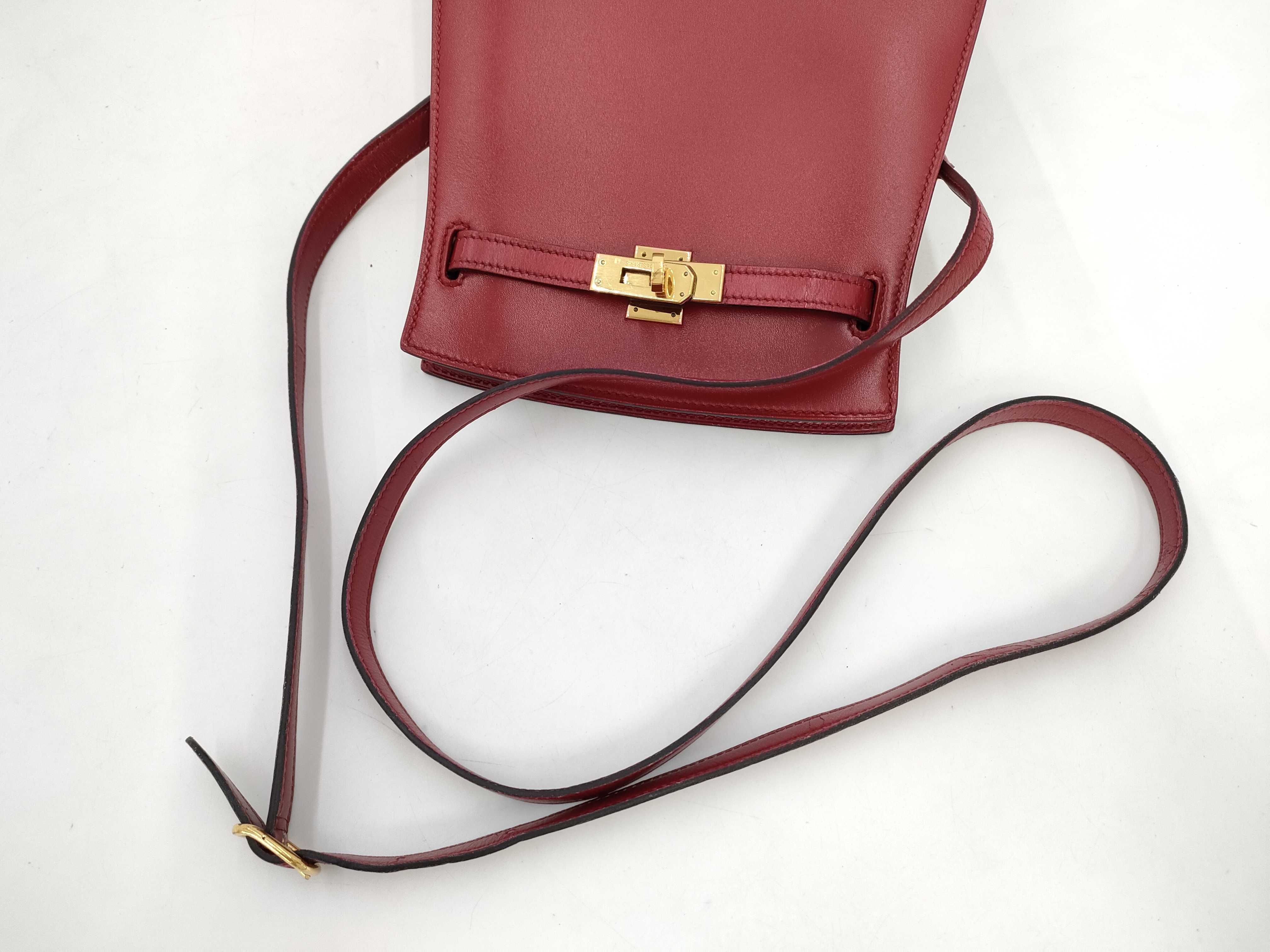 【水曜終了】(10813_0103)HERMES HERMES ケリースポーツ 赤系 ゴールド金具 ショルダーバッグ