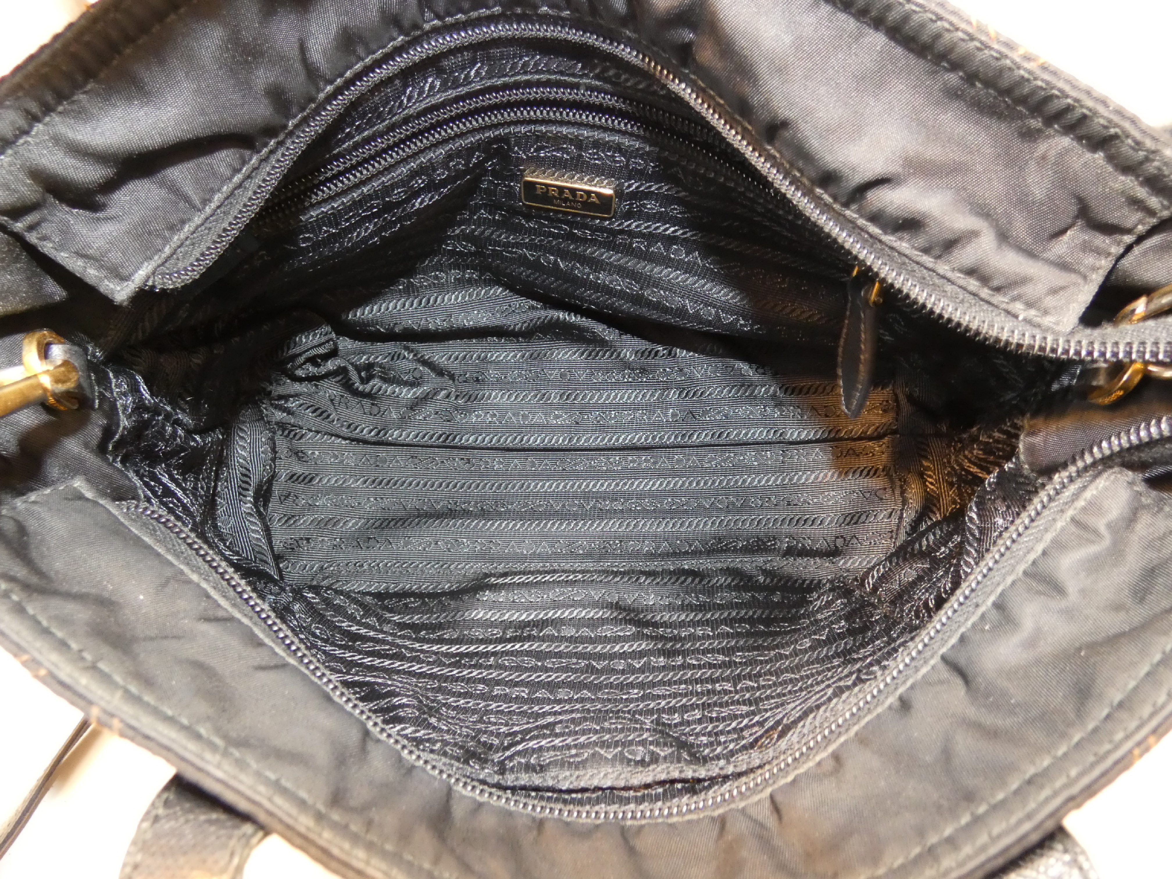 【水曜終了】(10827_0047)PRADA 2way キルティング 三角プレート ナイロン サフィアーノ ハンド ショルダー ショルダーバッグ