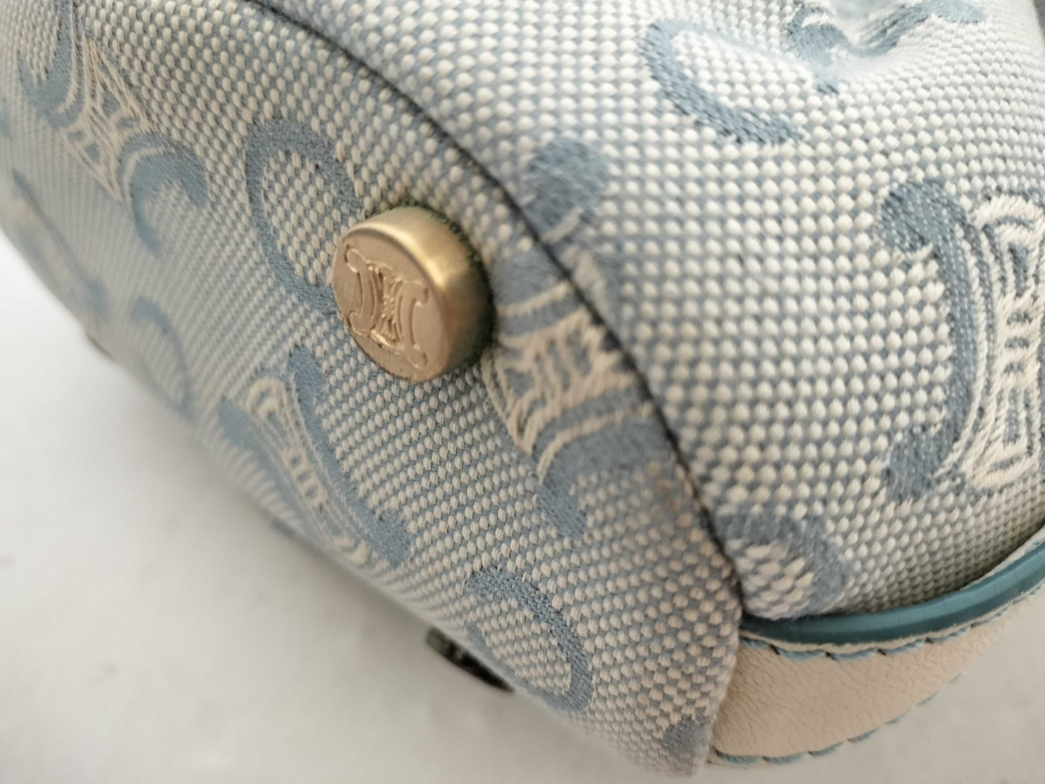 【水曜終了】(10827_0032)CELINE セリーヌ Cマカダム キャンバス/レザー ワンショルダーバッグ Blue