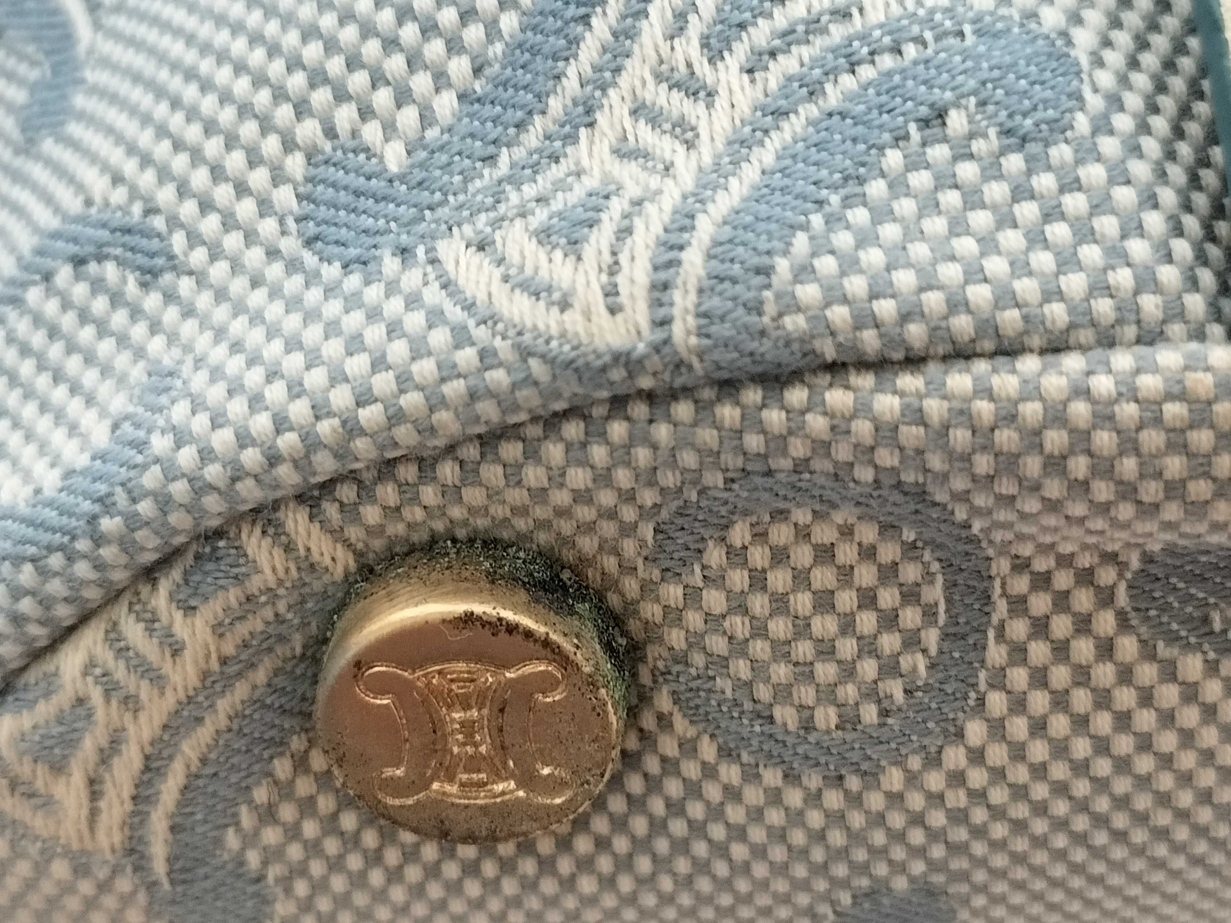 【水曜終了】(10827_0032)CELINE セリーヌ Cマカダム キャンバス/レザー ワンショルダーバッグ Blue