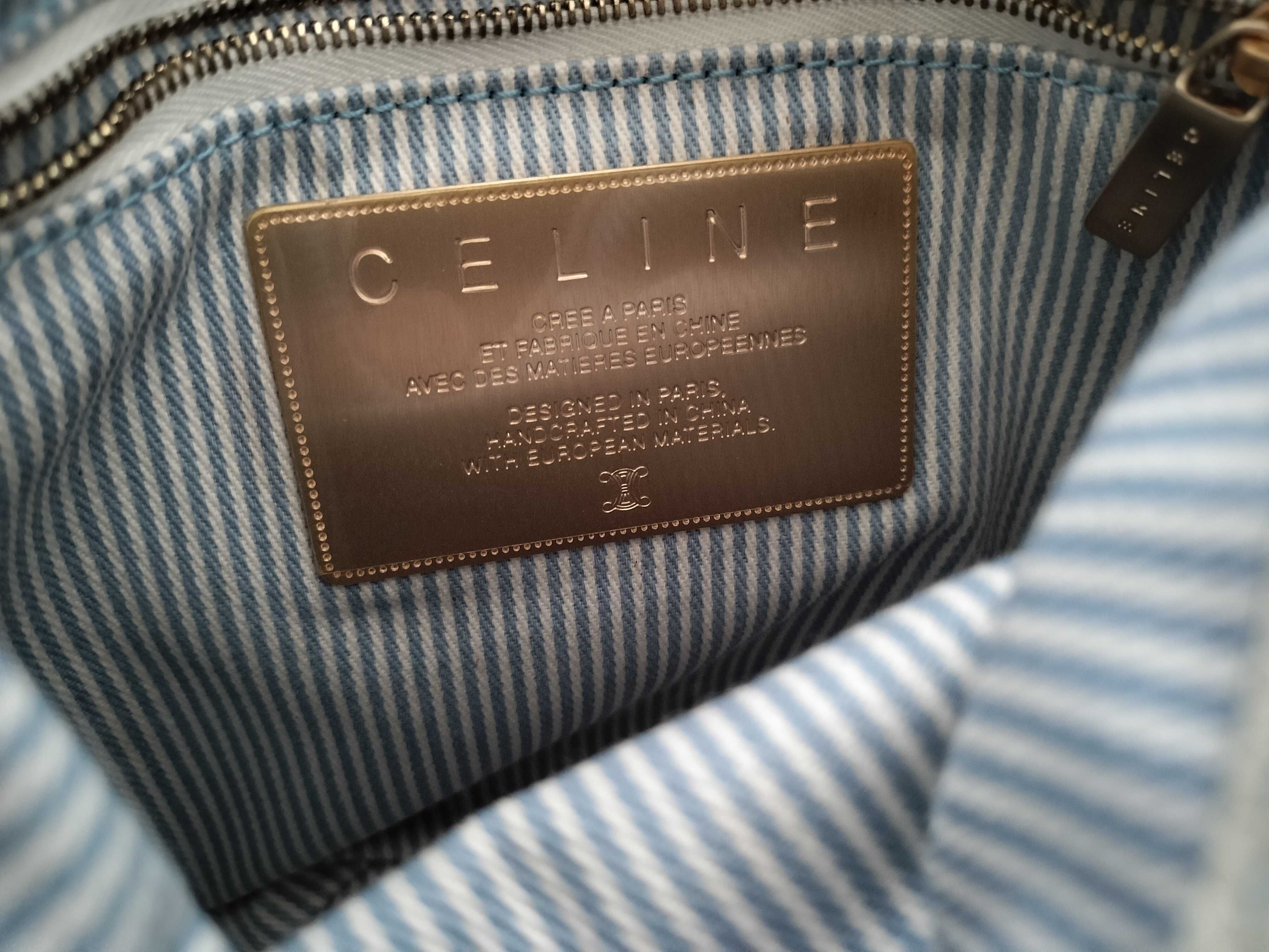 【水曜終了】(10827_0032)CELINE セリーヌ Cマカダム キャンバス/レザー ワンショルダーバッグ Blue