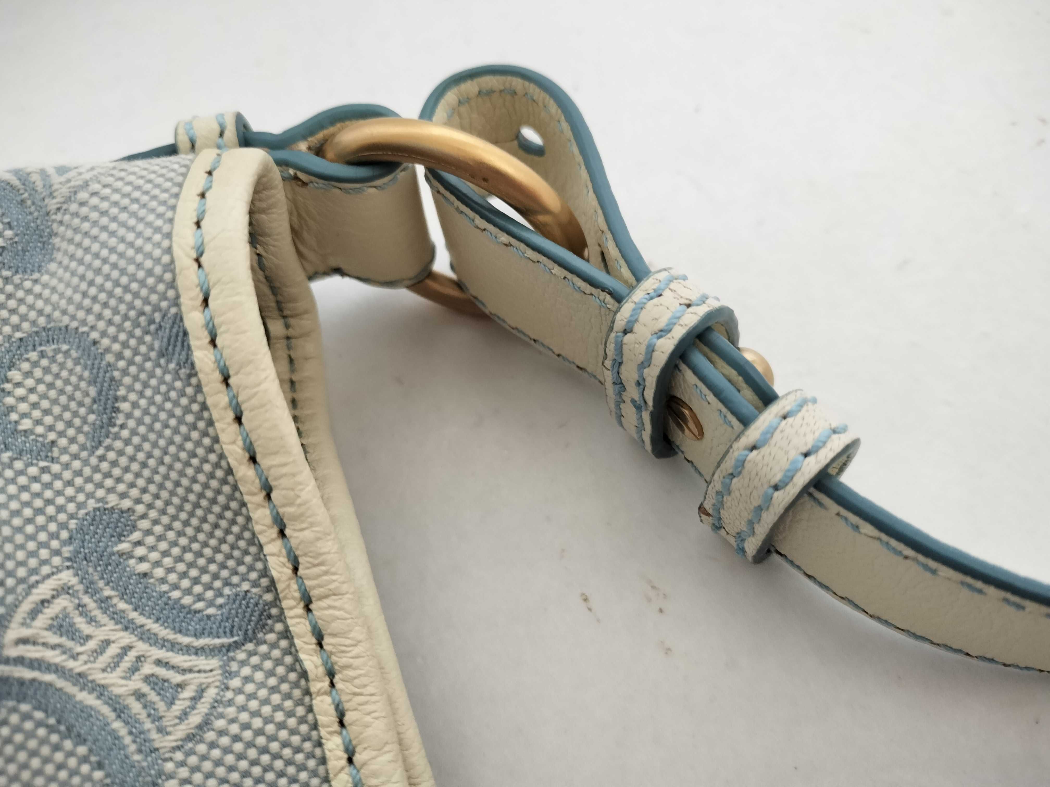 【水曜終了】(10827_0032)CELINE セリーヌ Cマカダム キャンバス/レザー ワンショルダーバッグ Blue