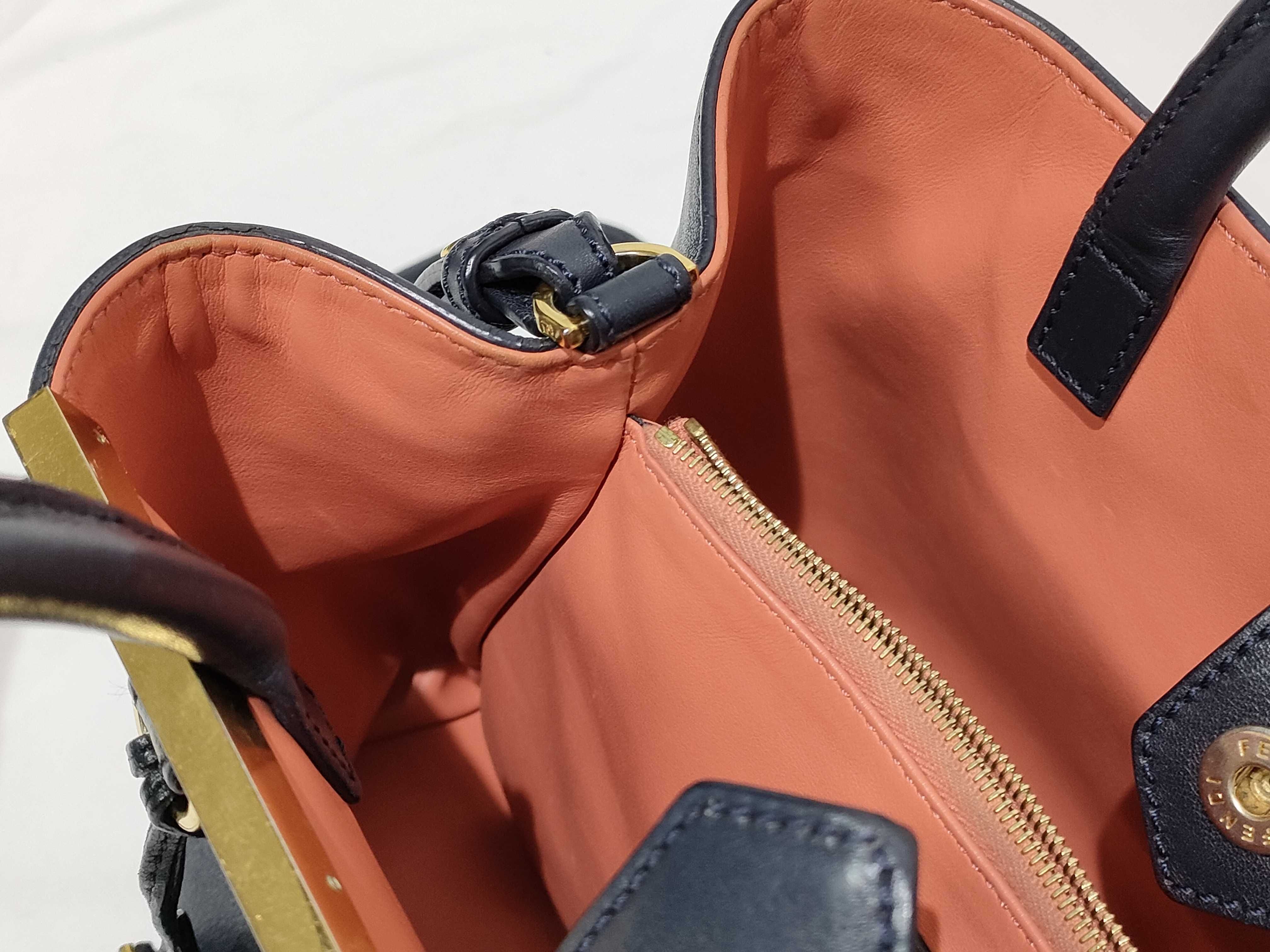 【水曜終了】(10827_0066)FENDI フェンディ プチトゥージュール ダークネイビー レザー 2way 8BH253 ハンドバッグ