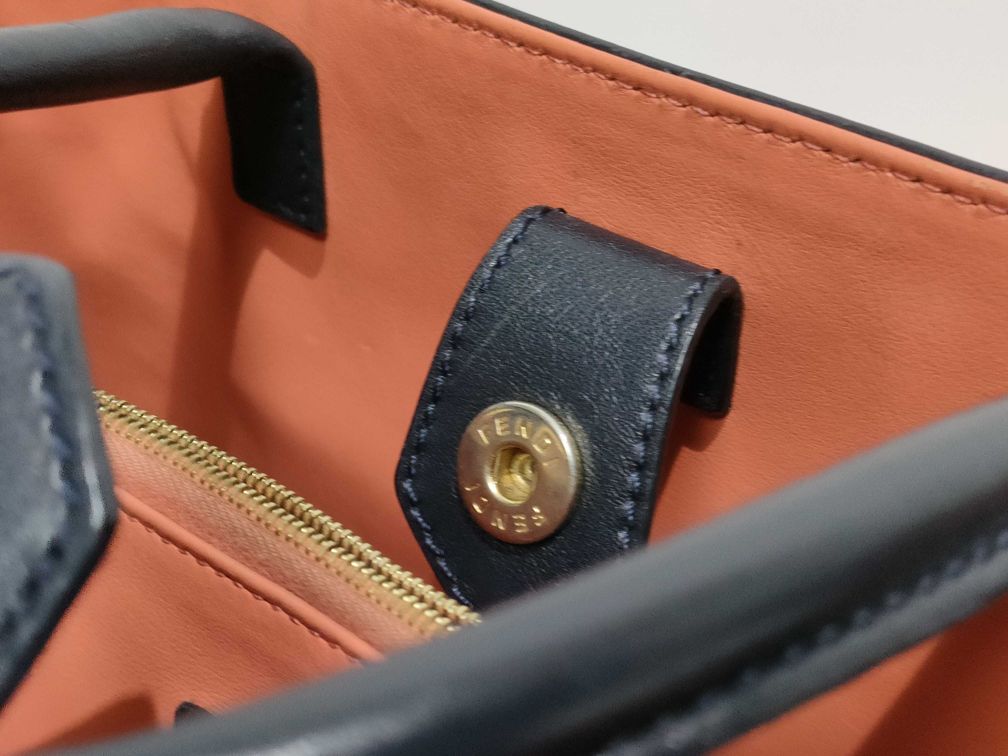 【水曜終了】(10827_0066)FENDI フェンディ プチトゥージュール ダークネイビー レザー 2way 8BH253 ハンドバッグ