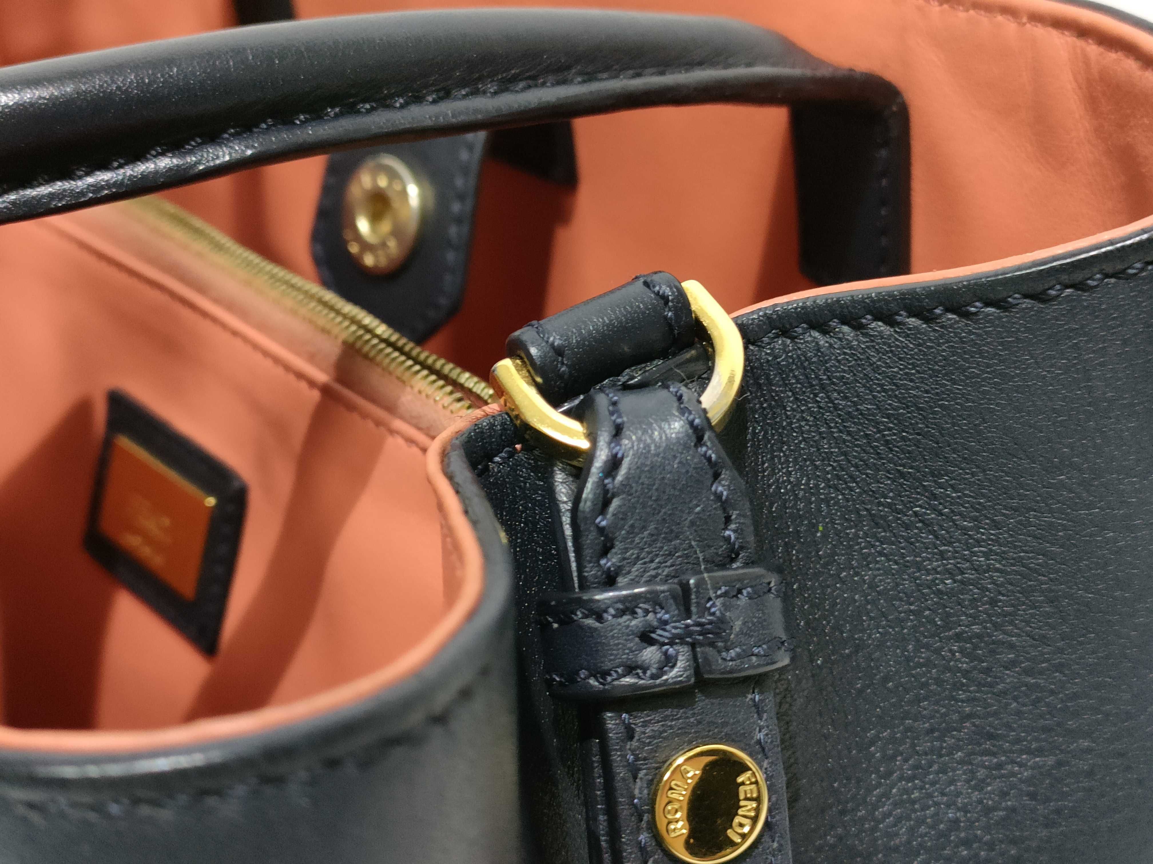 【水曜終了】(10827_0066)FENDI フェンディ プチトゥージュール ダークネイビー レザー 2way 8BH253 ハンドバッグ