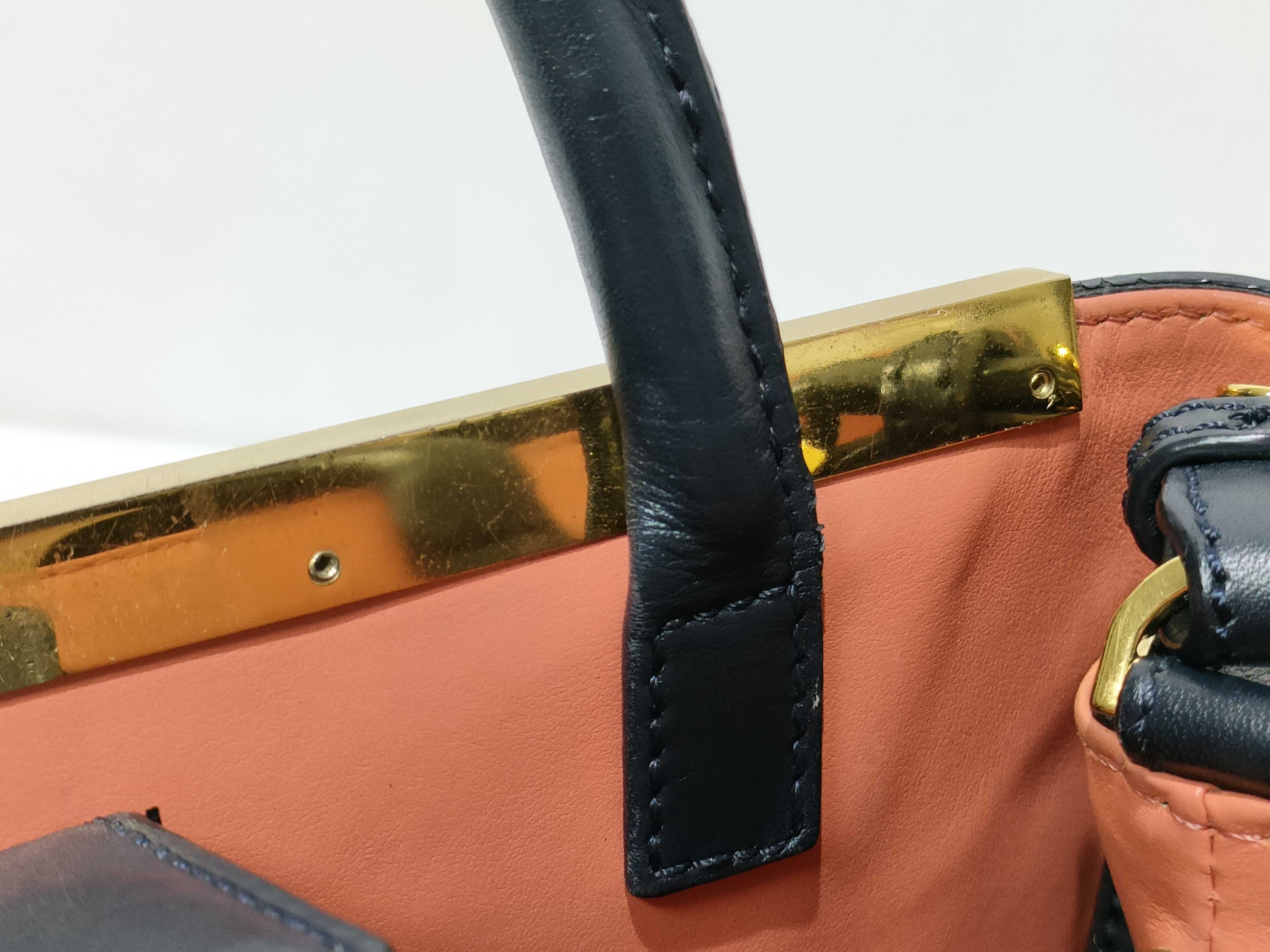 【水曜終了】(10827_0066)FENDI フェンディ プチトゥージュール ダークネイビー レザー 2way 8BH253 ハンドバッグ