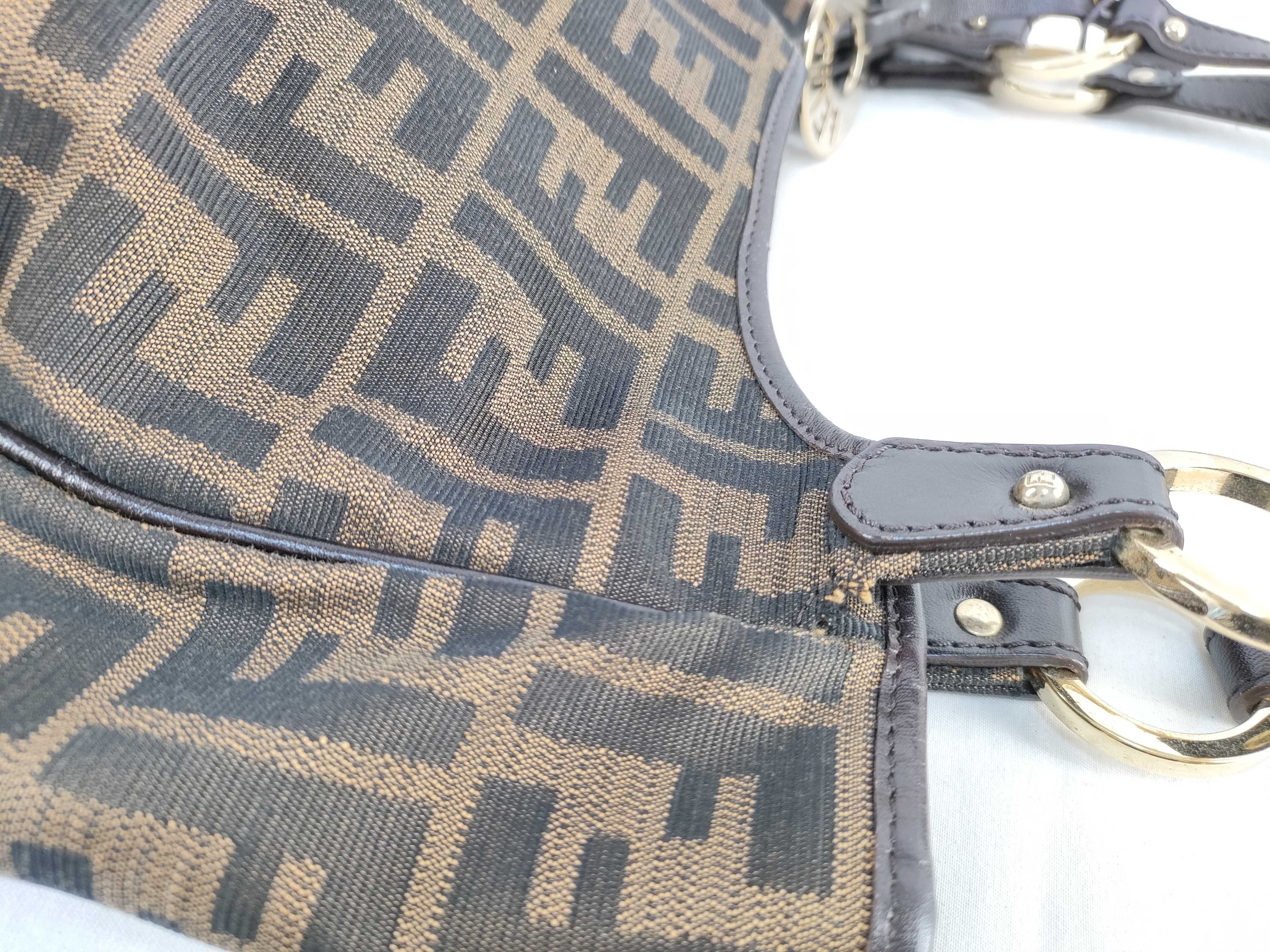 【水曜終了】(10827_0067)FENDI フェンディ ズッカ ハンドバッグ