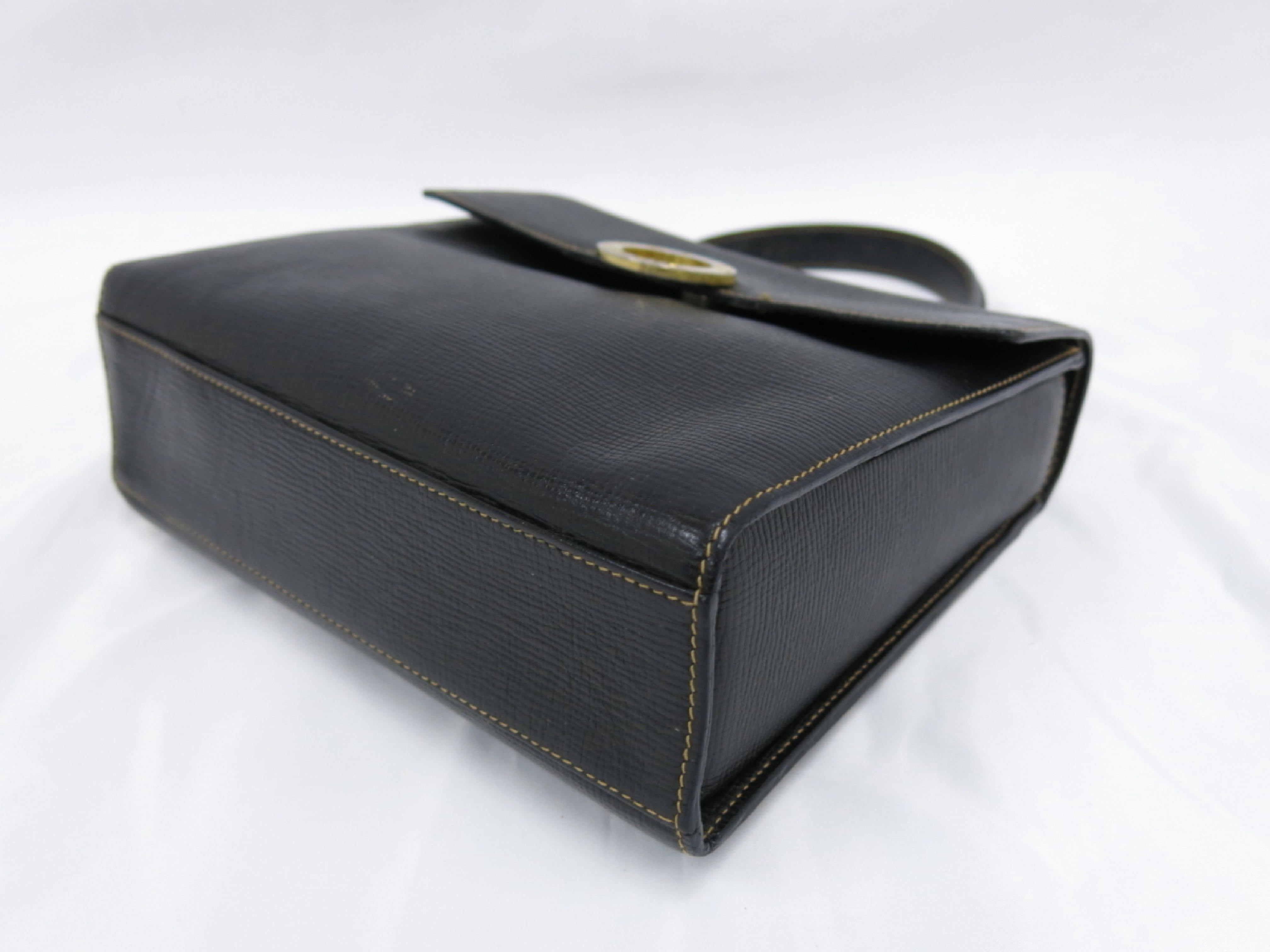 【水曜終了】(10827_0033)CELINE セリーヌ カーフレザー サークルロゴ ハンド バッグ ハンドバッグ