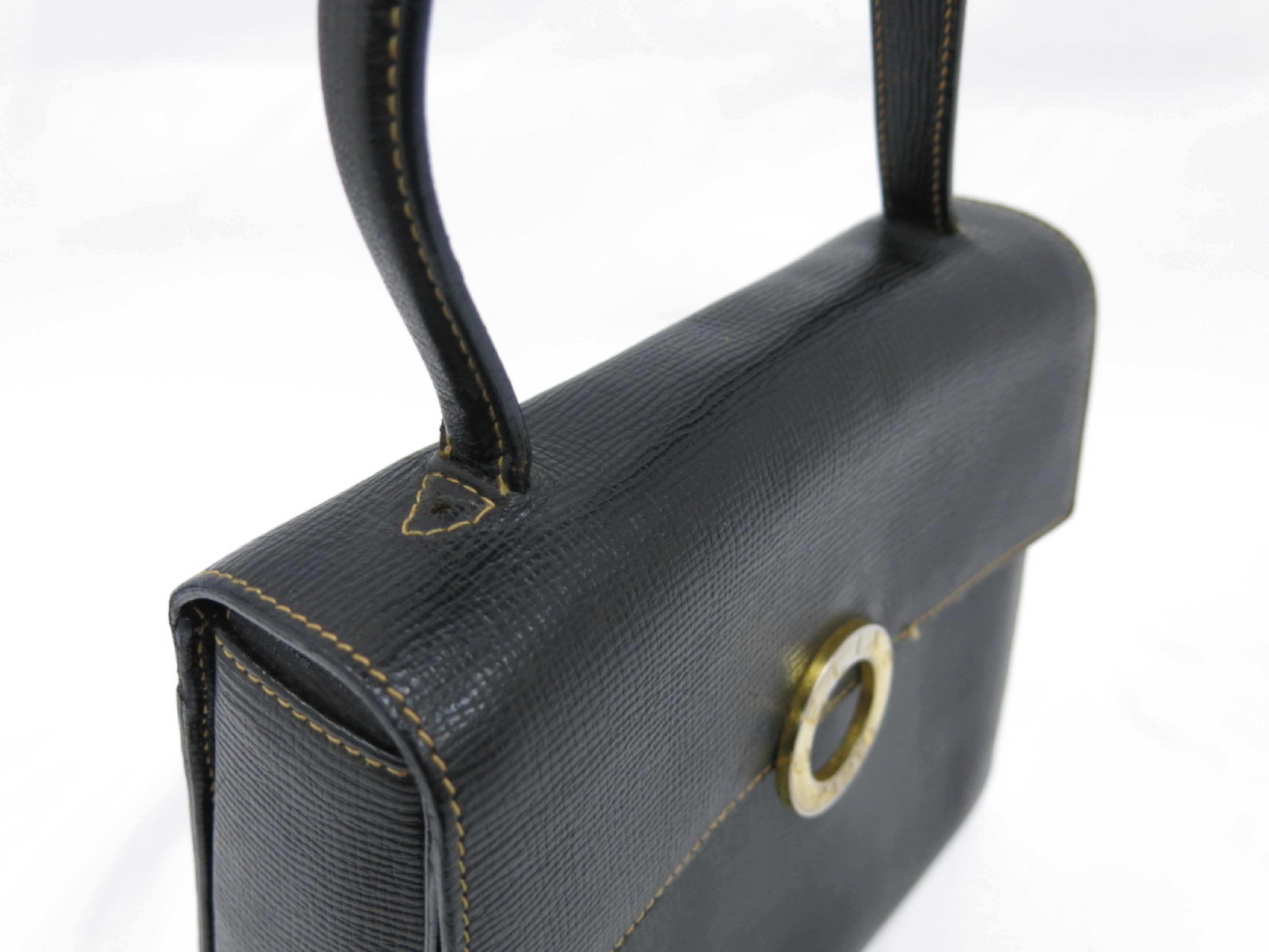 【水曜終了】(10827_0033)CELINE セリーヌ カーフレザー サークルロゴ ハンド バッグ ハンドバッグ