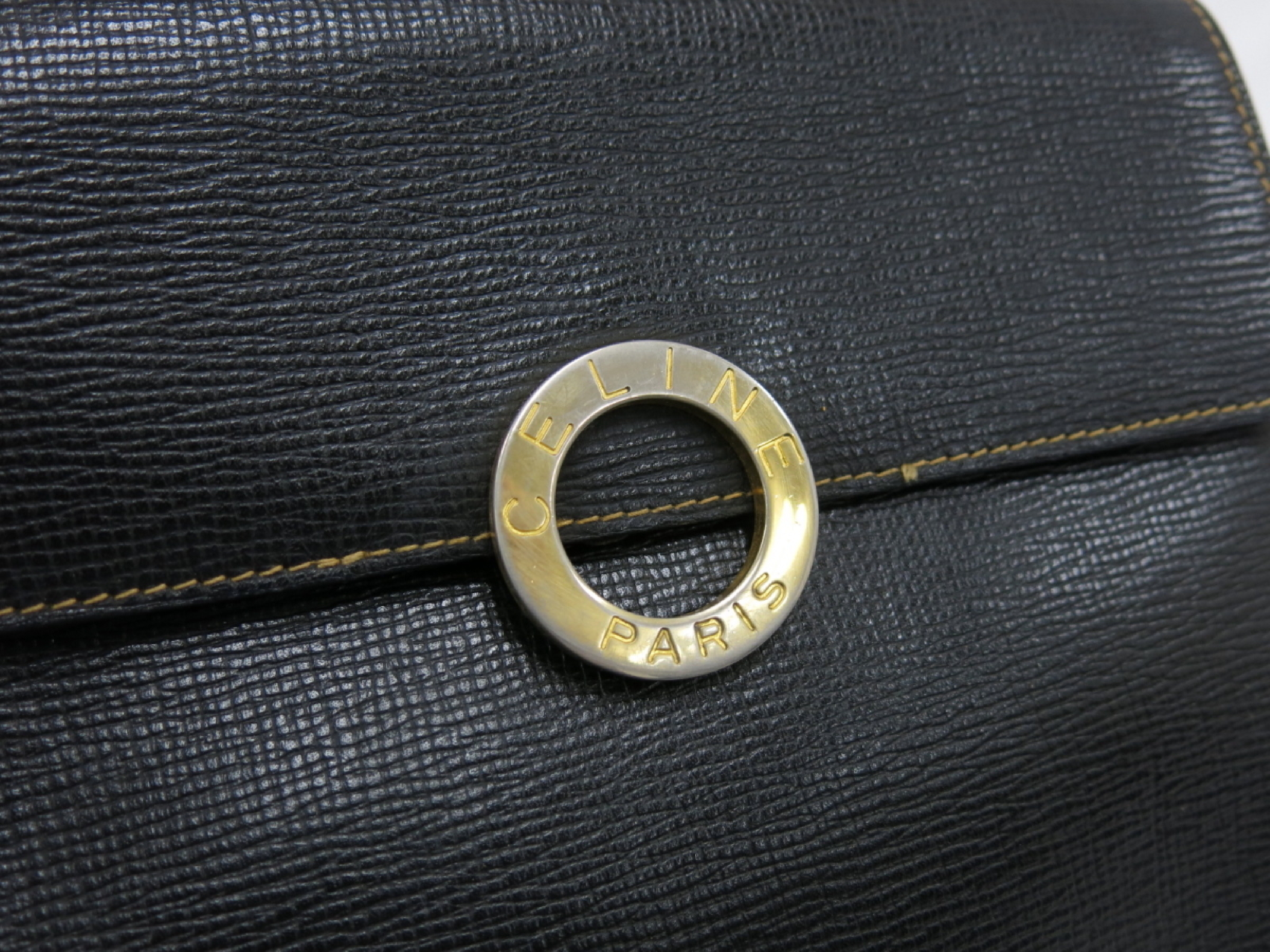 【水曜終了】(10827_0033)CELINE セリーヌ カーフレザー サークルロゴ ハンド バッグ ハンドバッグ