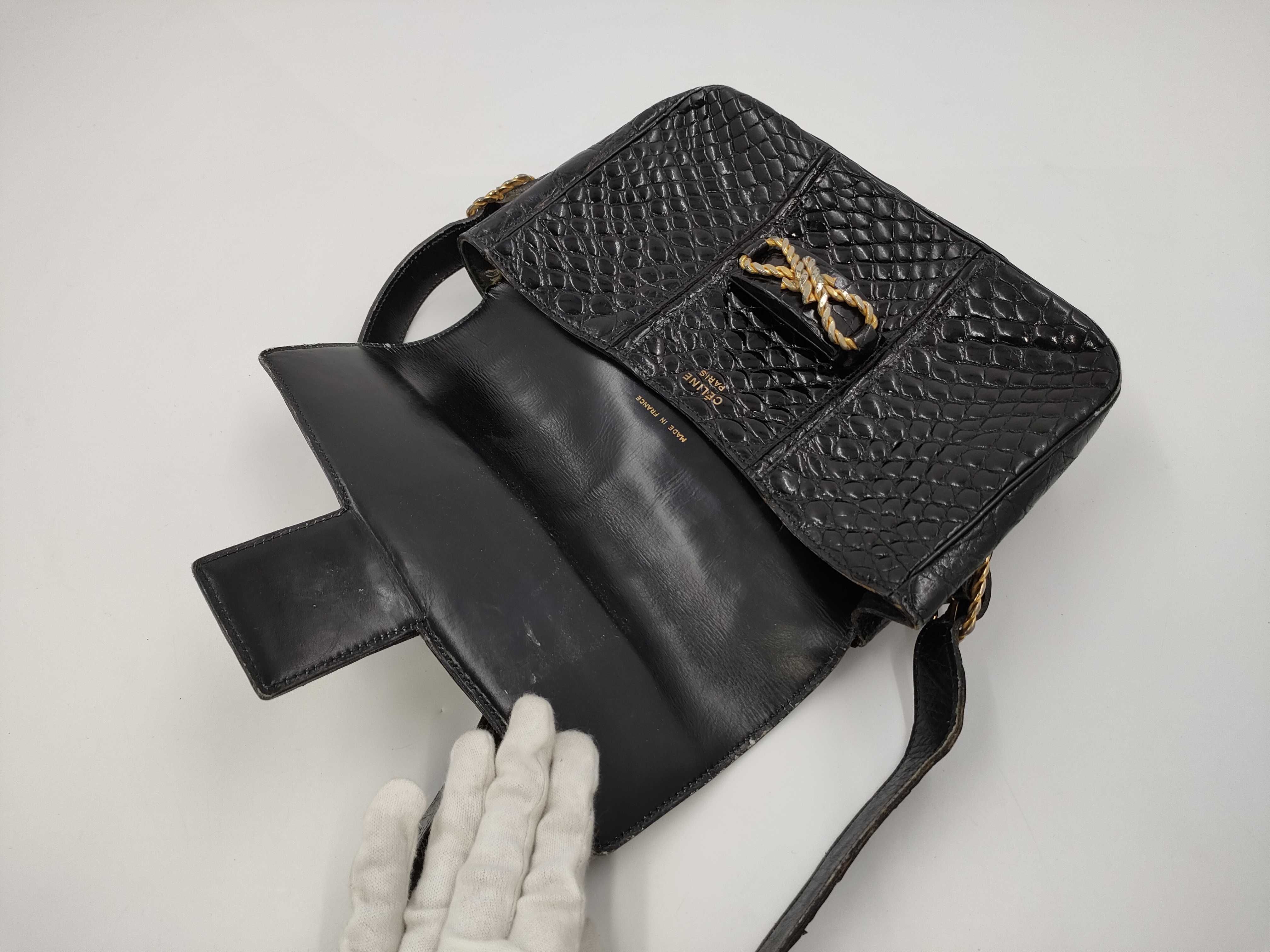 【水曜終了】(10827_0037)▼CELINE セリーヌ クロコ ショルダーバッグ