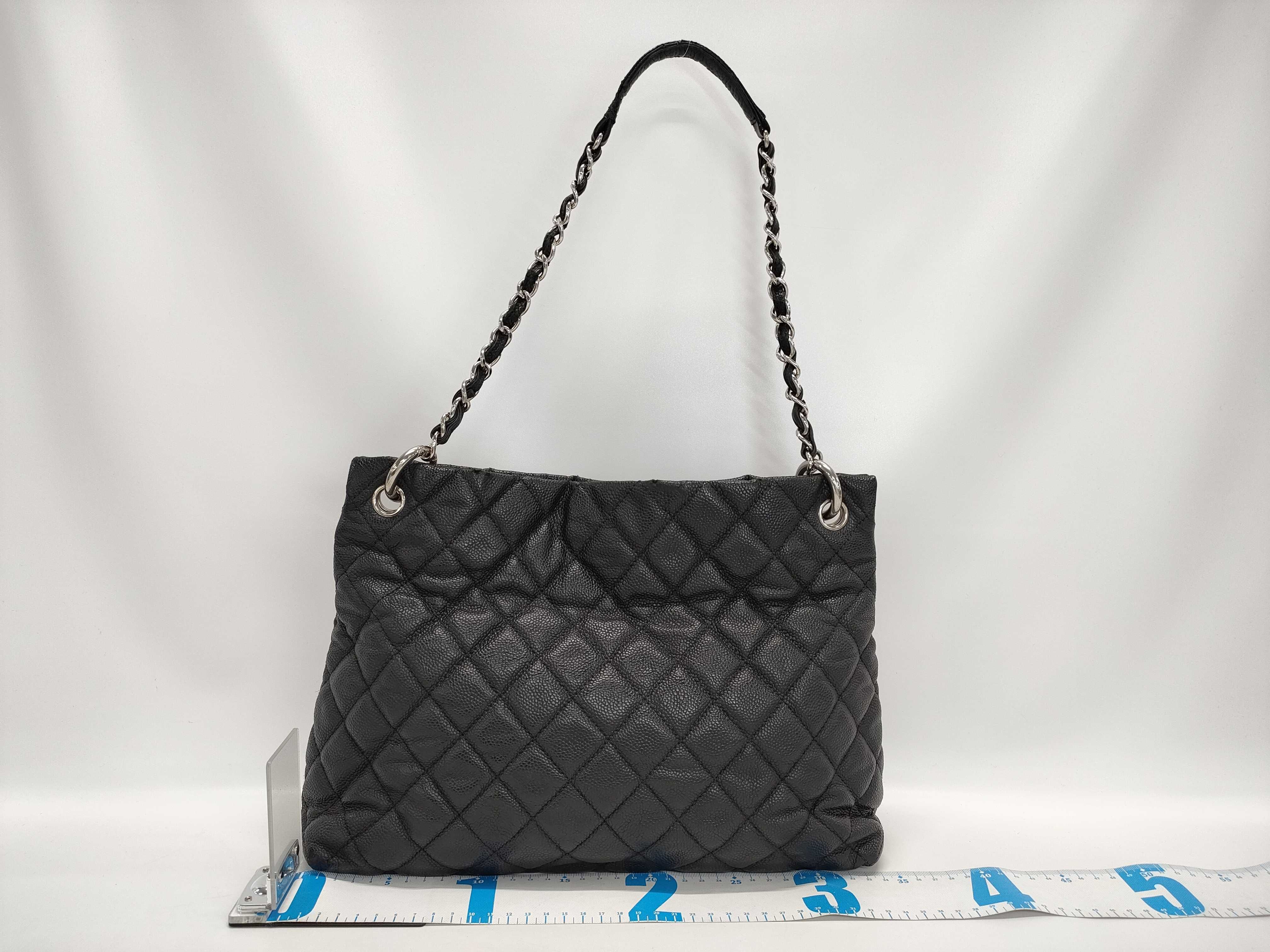 【水曜終了】(10933_0059)CHANEL Chanelバッグ シャネル マトラッセ トートバッグ 黒 シルバー金具 キャビアスキン 19番