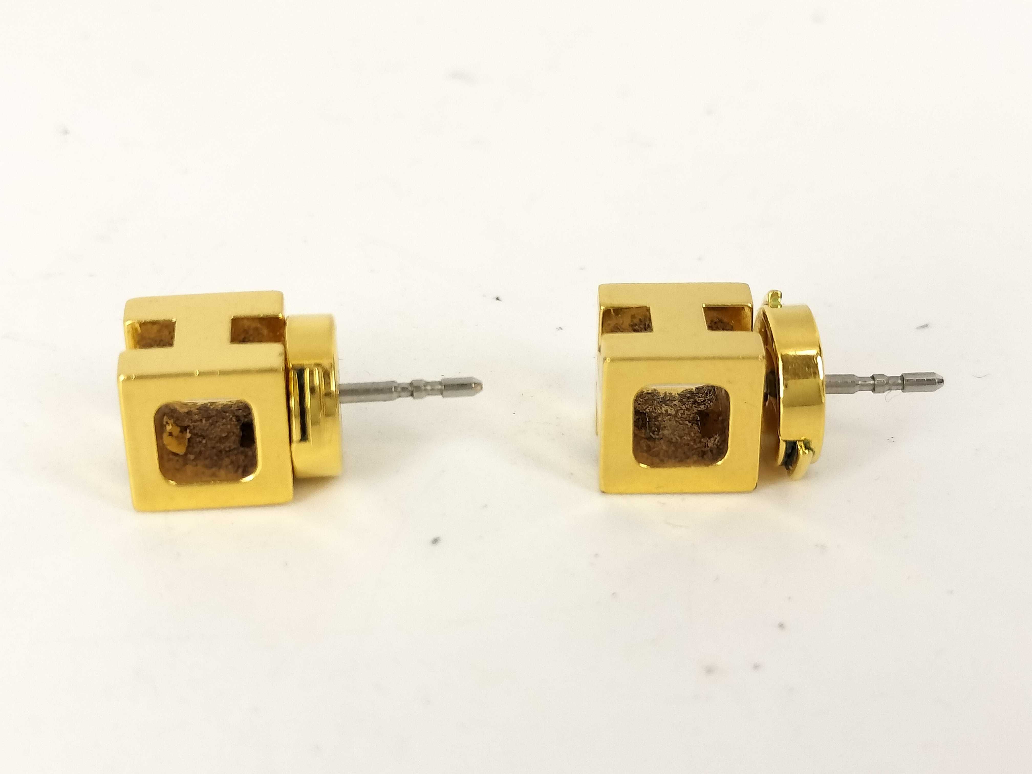 【水曜終了】(10943_0002)HERMES エルメス カージュ ド アッシュ Hキューブ ピアス