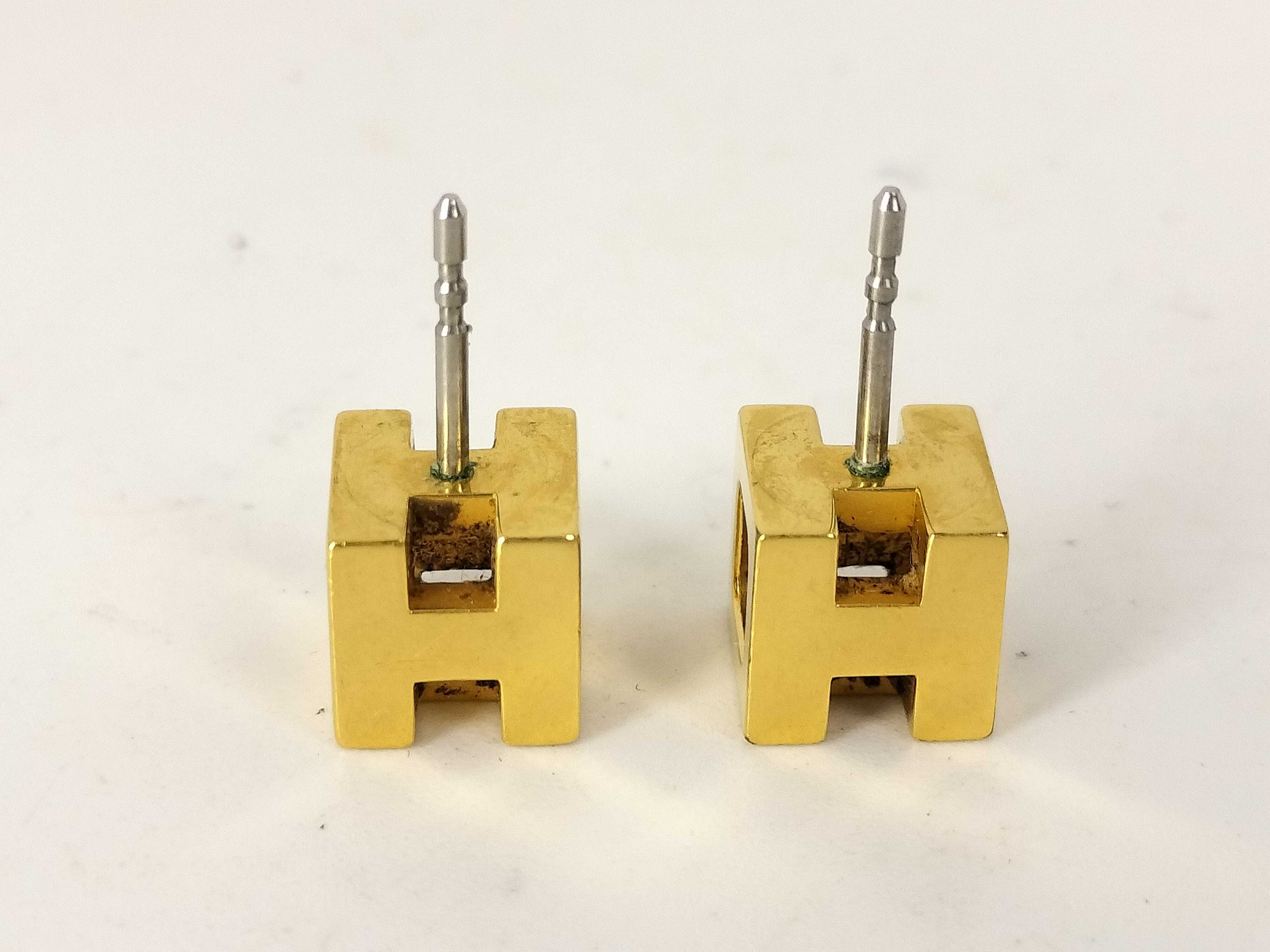 【水曜終了】(10943_0002)HERMES エルメス カージュ ド アッシュ Hキューブ ピアス