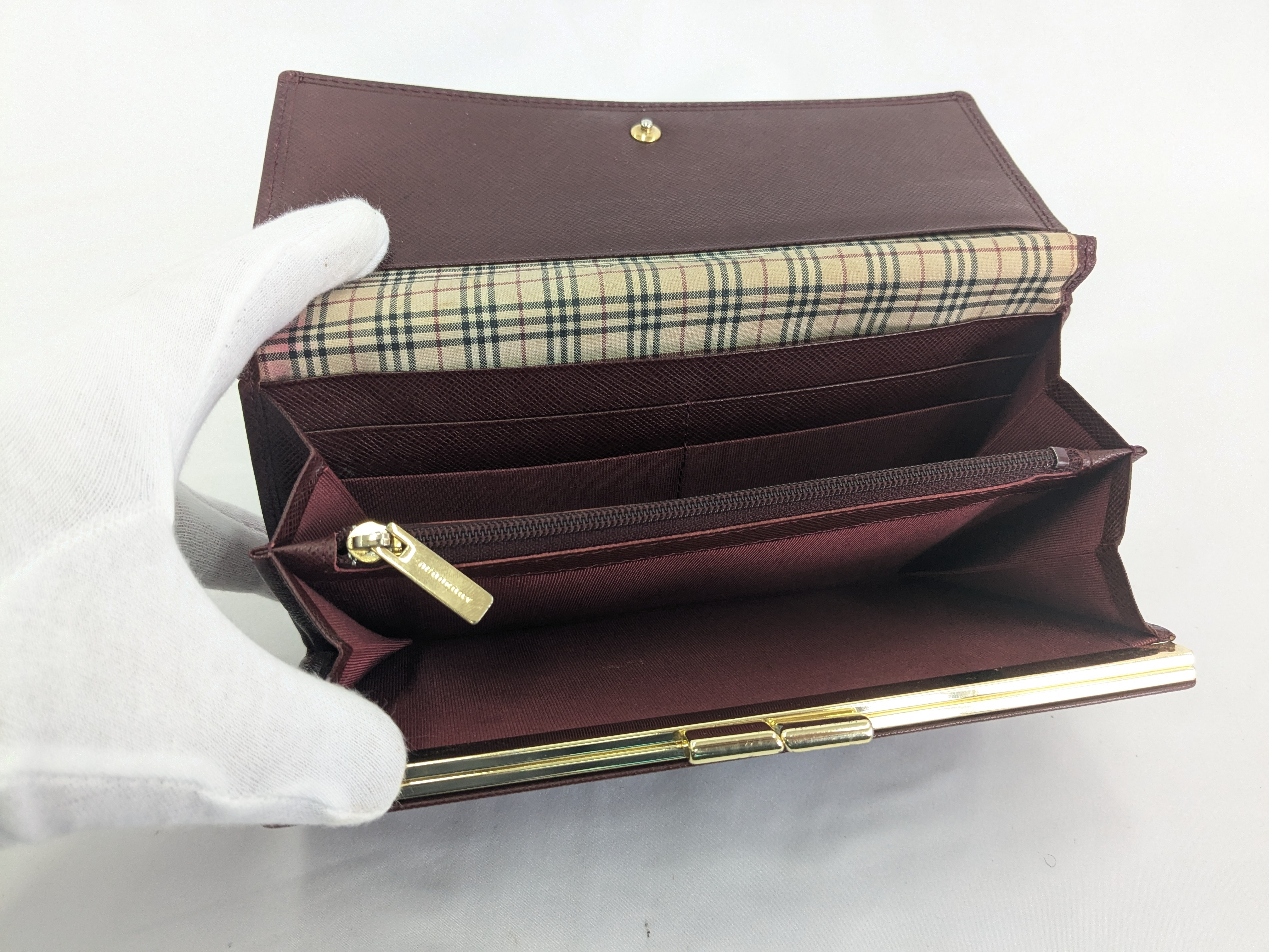 【水曜終了】(10937_0021)BURBERRY バーバリー レザー チェック 財布