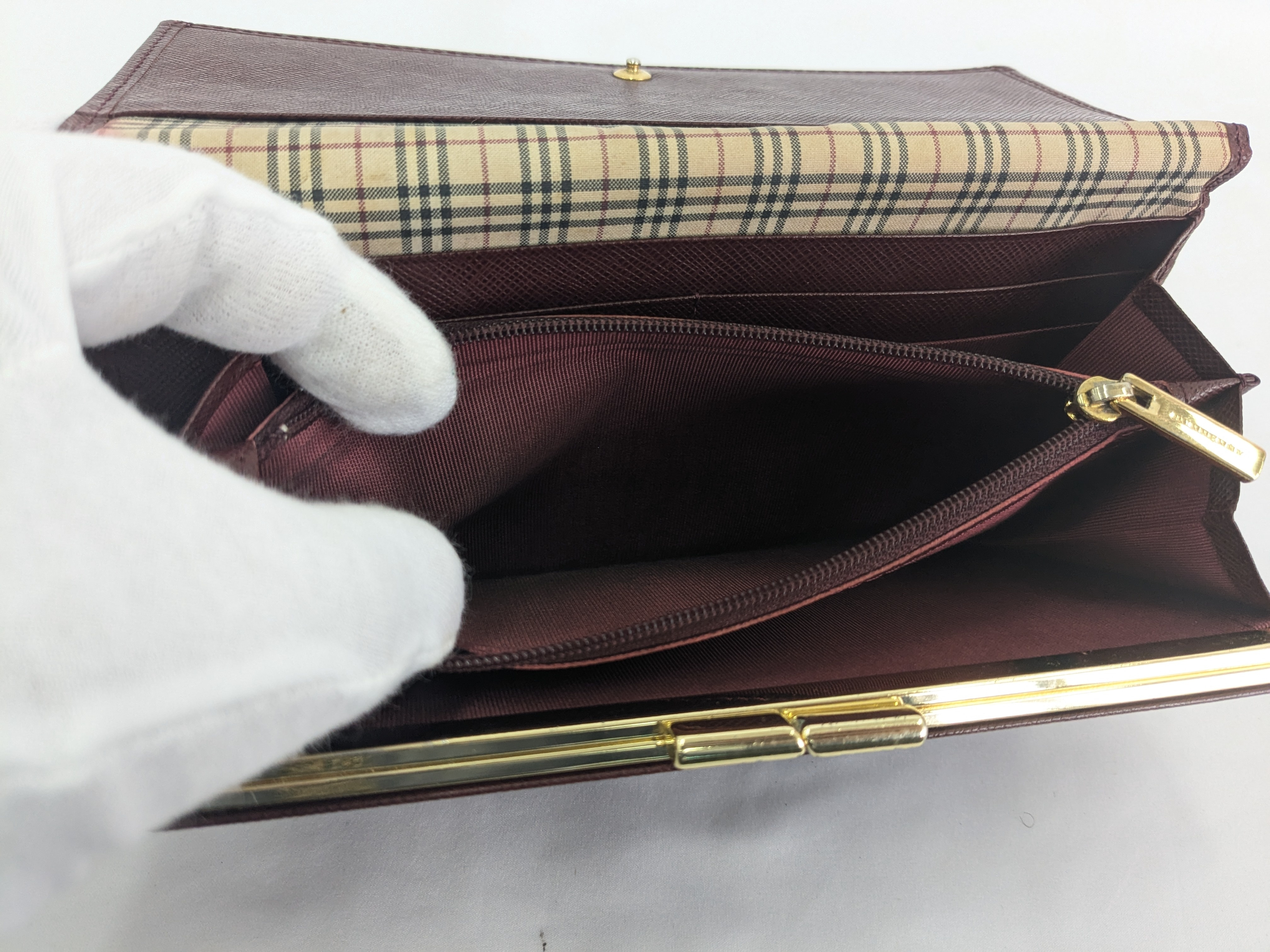 【水曜終了】(10937_0021)BURBERRY バーバリー レザー チェック 財布