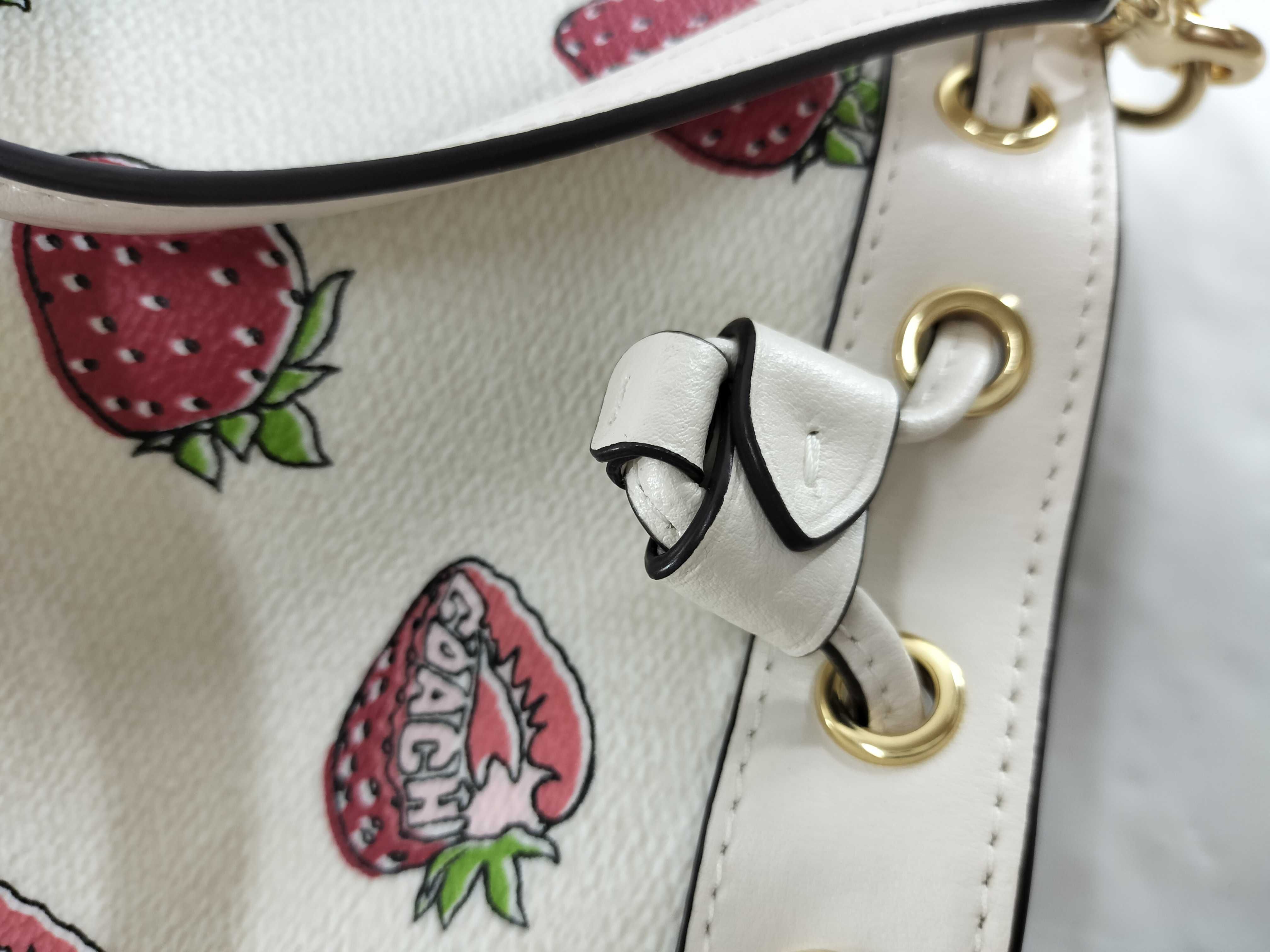 【水曜終了】(10698_0071)COACH CAL11 ミニバケット ストロベリープリント 2WAY ショルダーバッグ