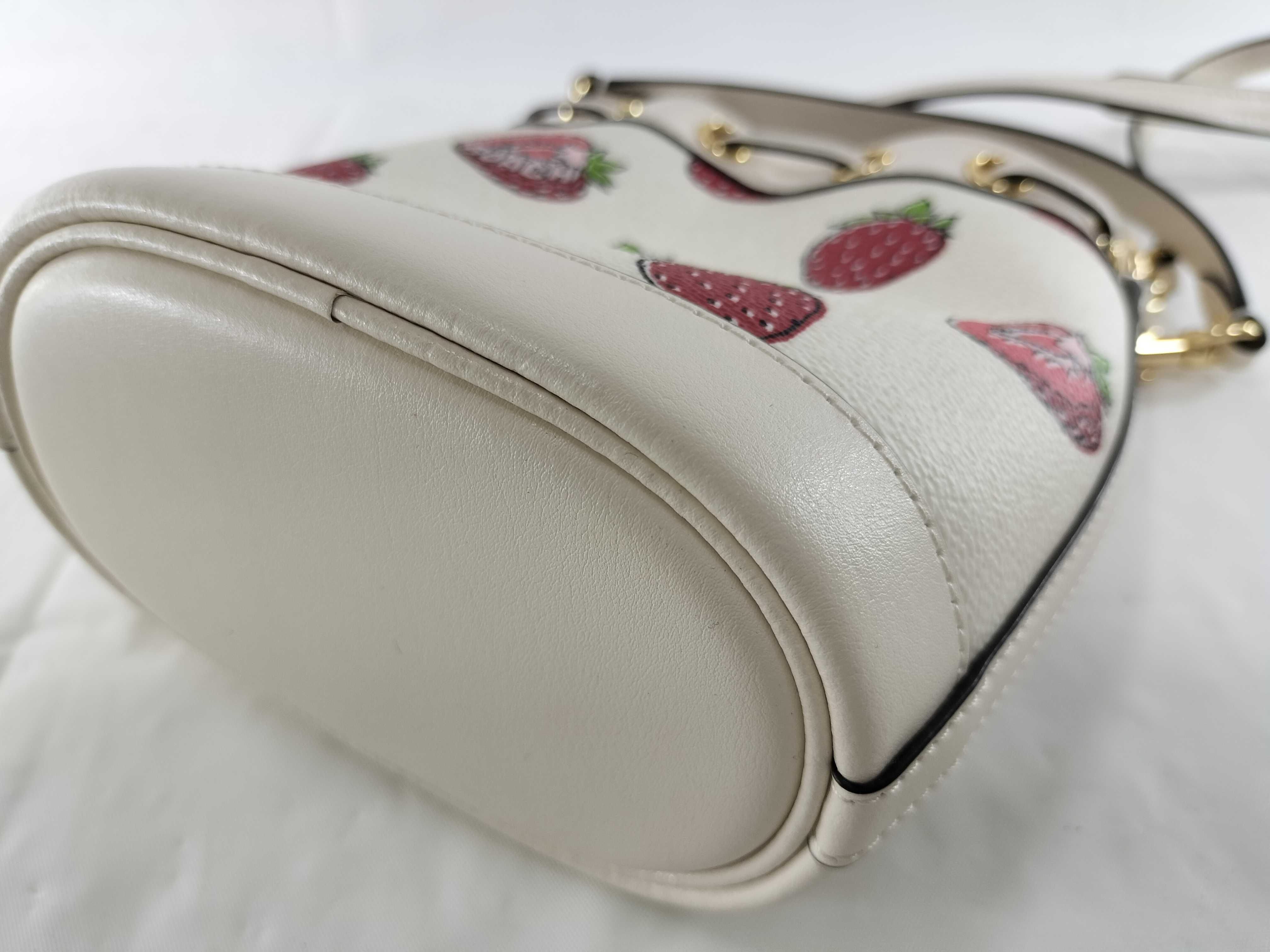 【水曜終了】(10698_0071)COACH CAL11 ミニバケット ストロベリープリント 2WAY ショルダーバッグ