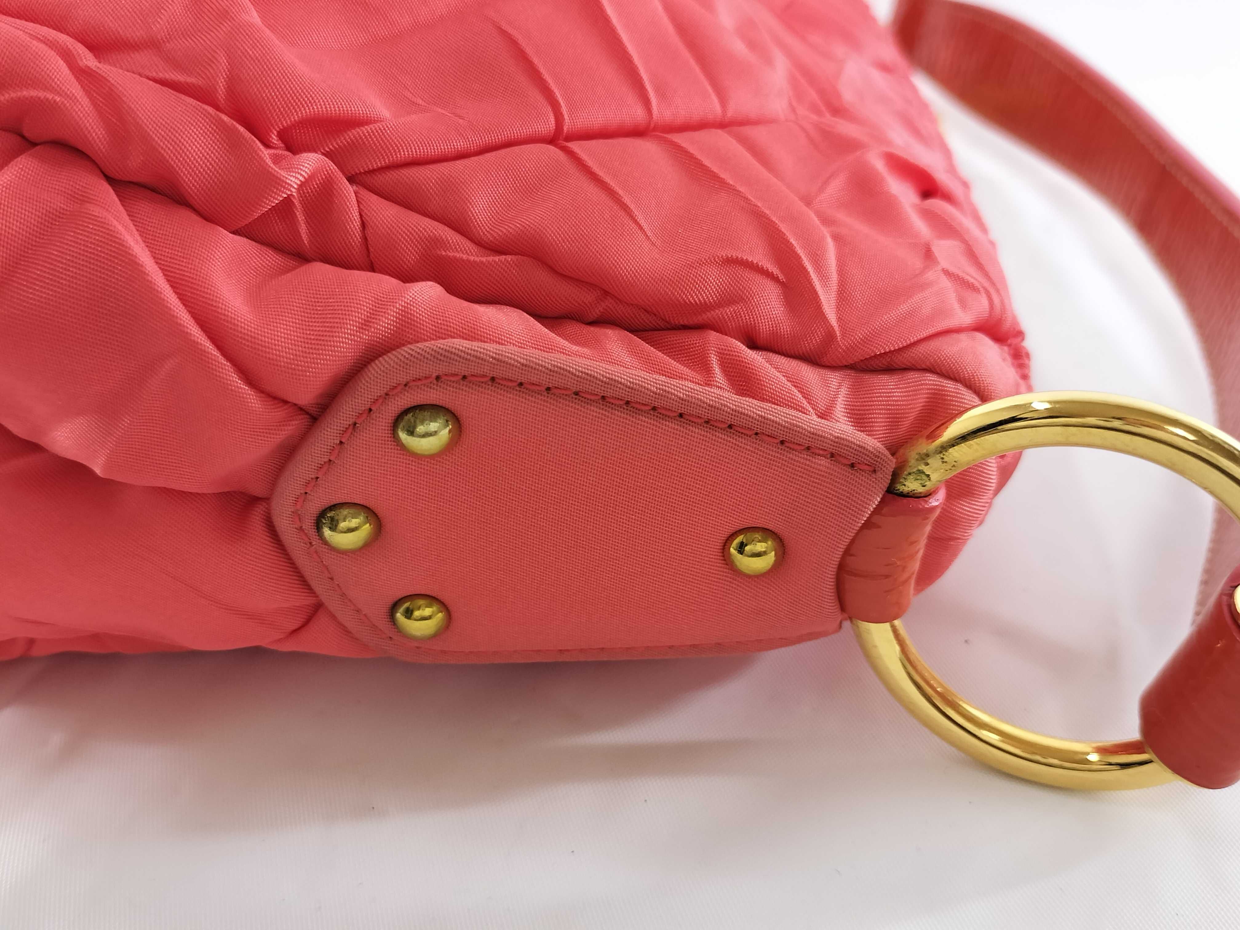 【水曜終了】(10709_0087)PRADA ナイロン BR3774 エナメルハンドル オレンジ ワンショルダー ショルダーバッグ