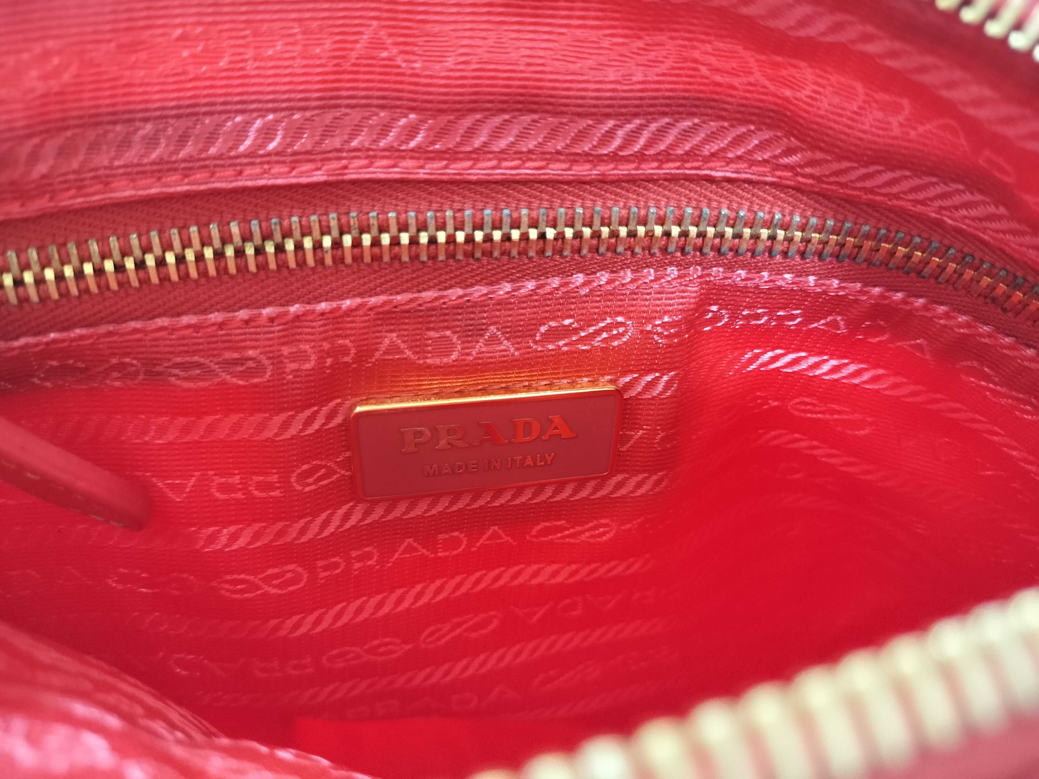 【水曜終了】(10709_0087)PRADA ナイロン BR3774 エナメルハンドル オレンジ ワンショルダー ショルダーバッグ