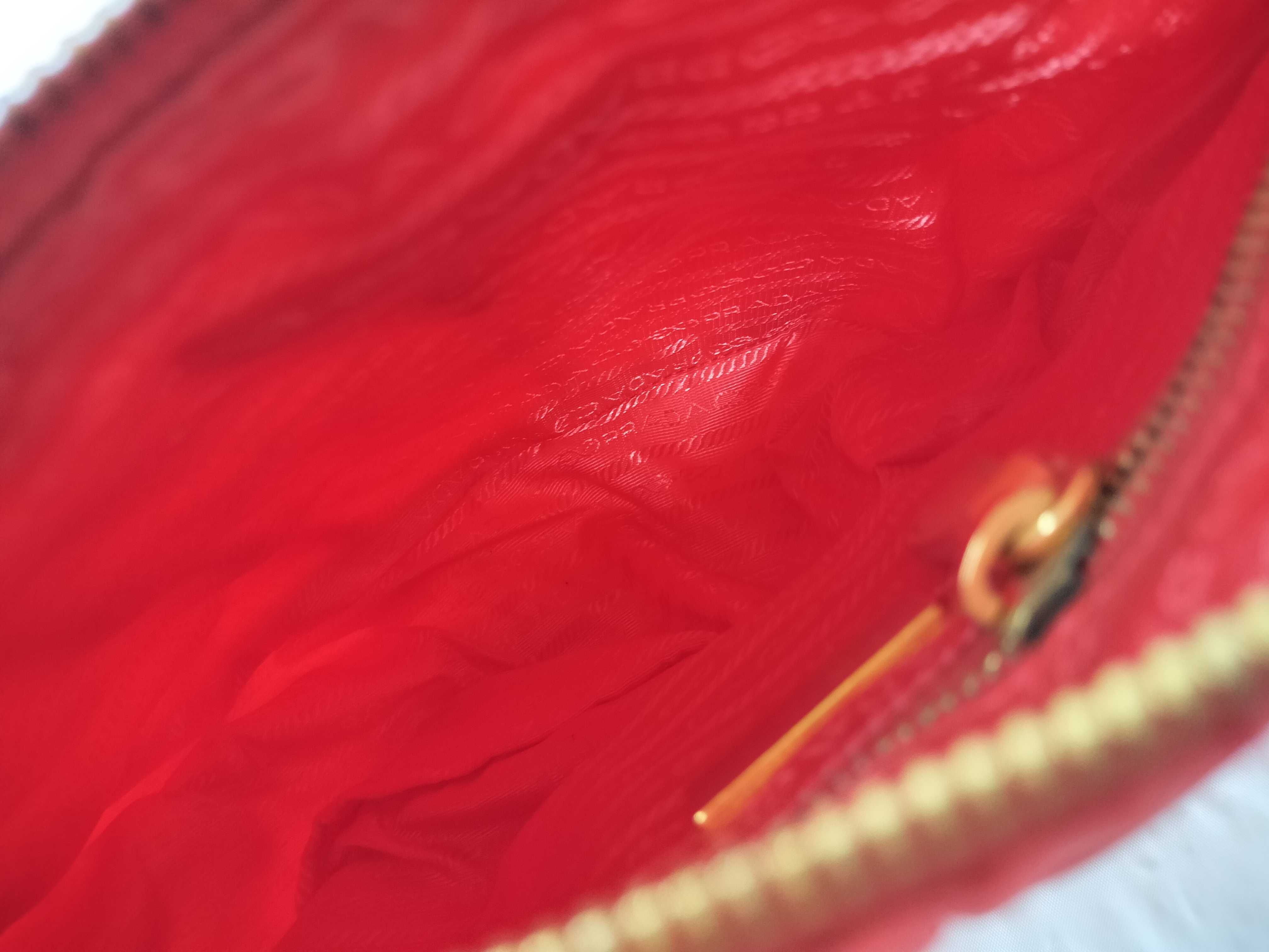 【水曜終了】(10709_0087)PRADA ナイロン BR3774 エナメルハンドル オレンジ ワンショルダー ショルダーバッグ