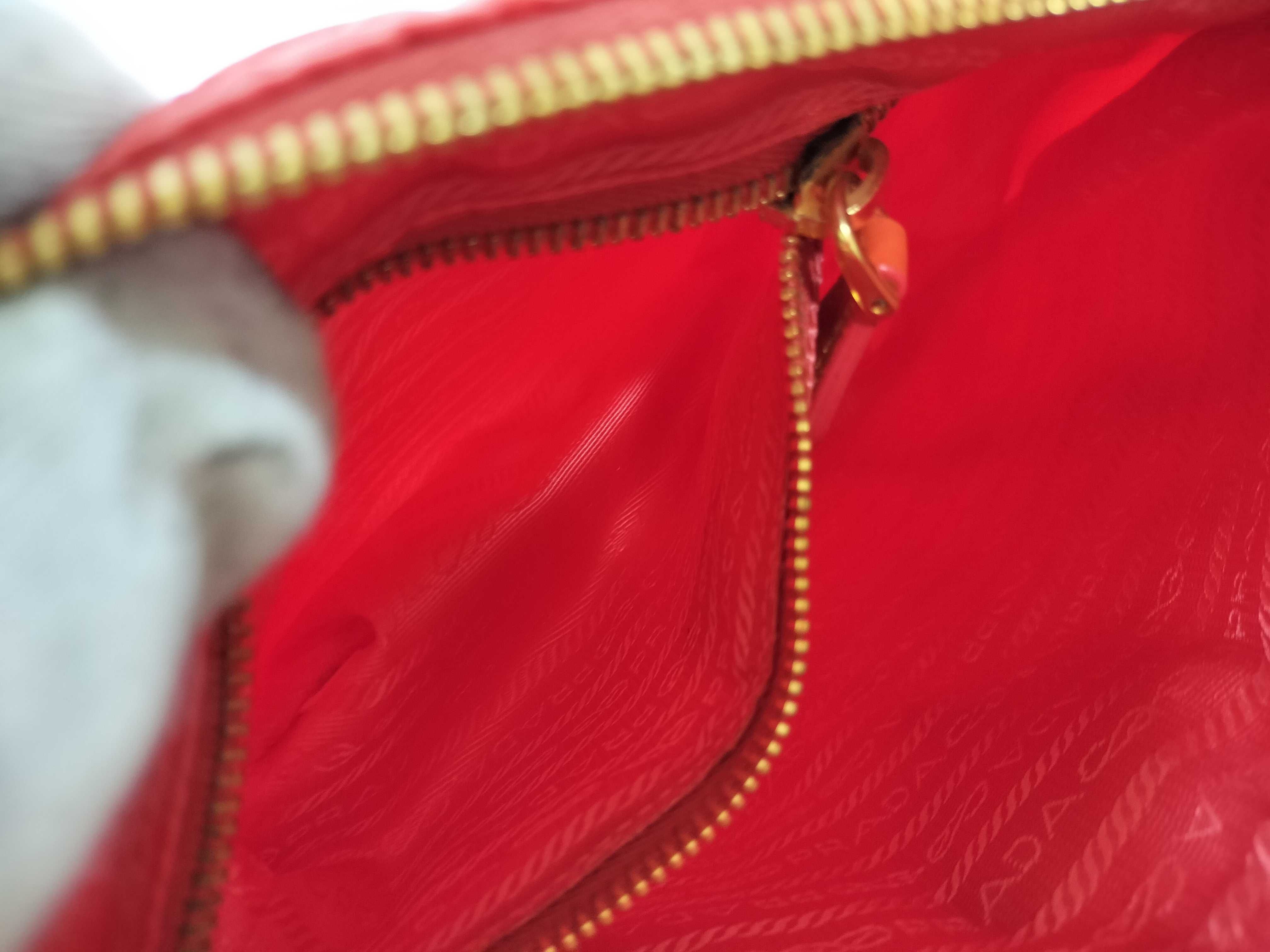 【水曜終了】(10709_0087)PRADA ナイロン BR3774 エナメルハンドル オレンジ ワンショルダー ショルダーバッグ