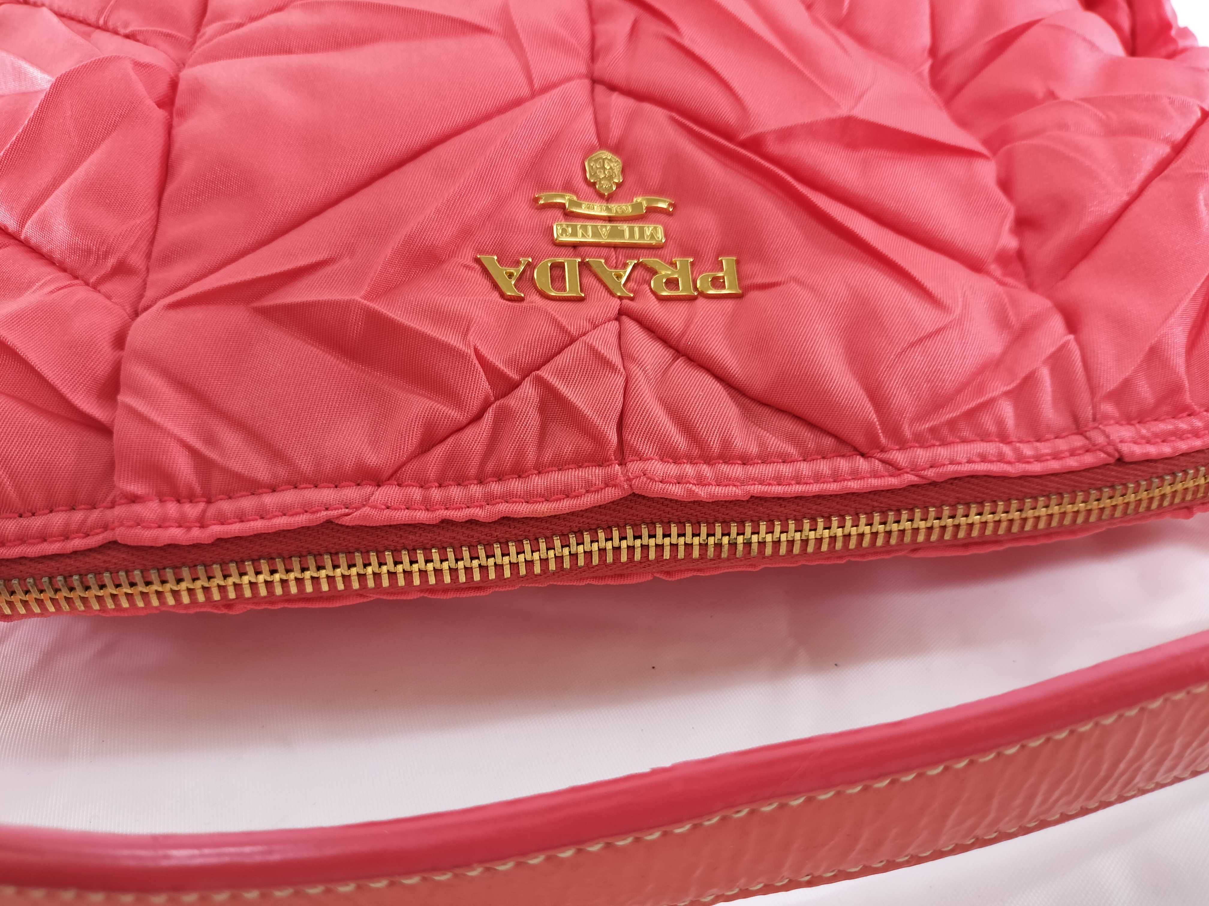 【水曜終了】(10709_0087)PRADA ナイロン BR3774 エナメルハンドル オレンジ ワンショルダー ショルダーバッグ