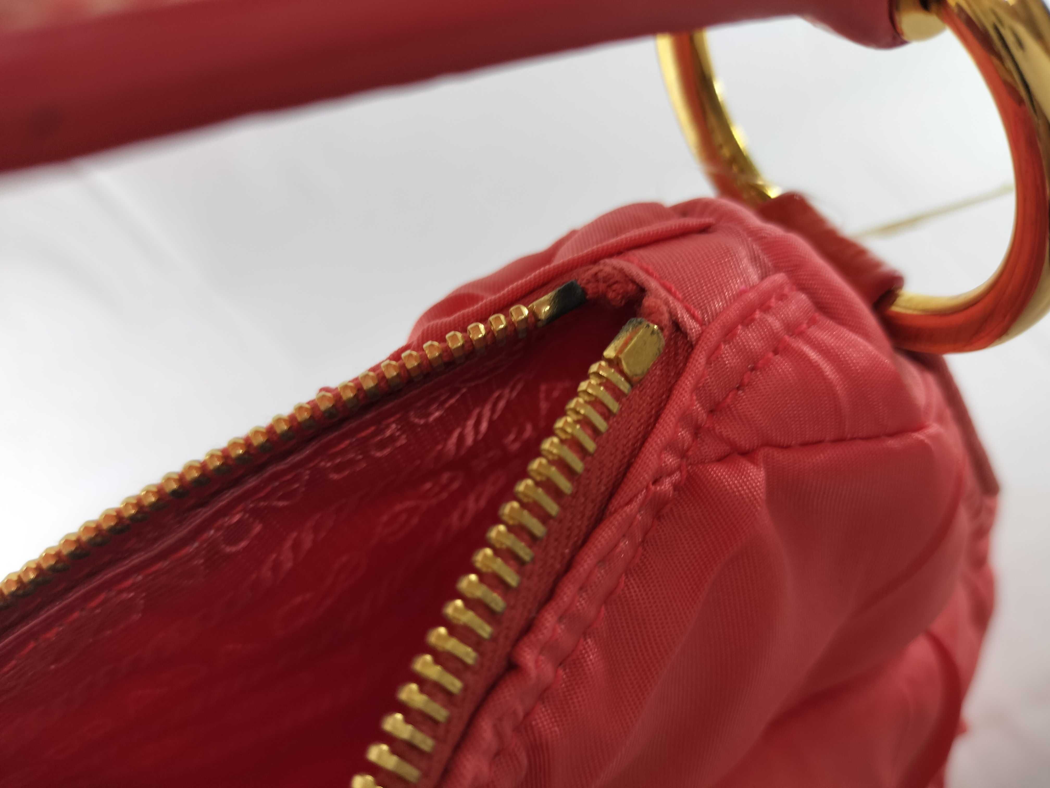 【水曜終了】(10709_0087)PRADA ナイロン BR3774 エナメルハンドル オレンジ ワンショルダー ショルダーバッグ