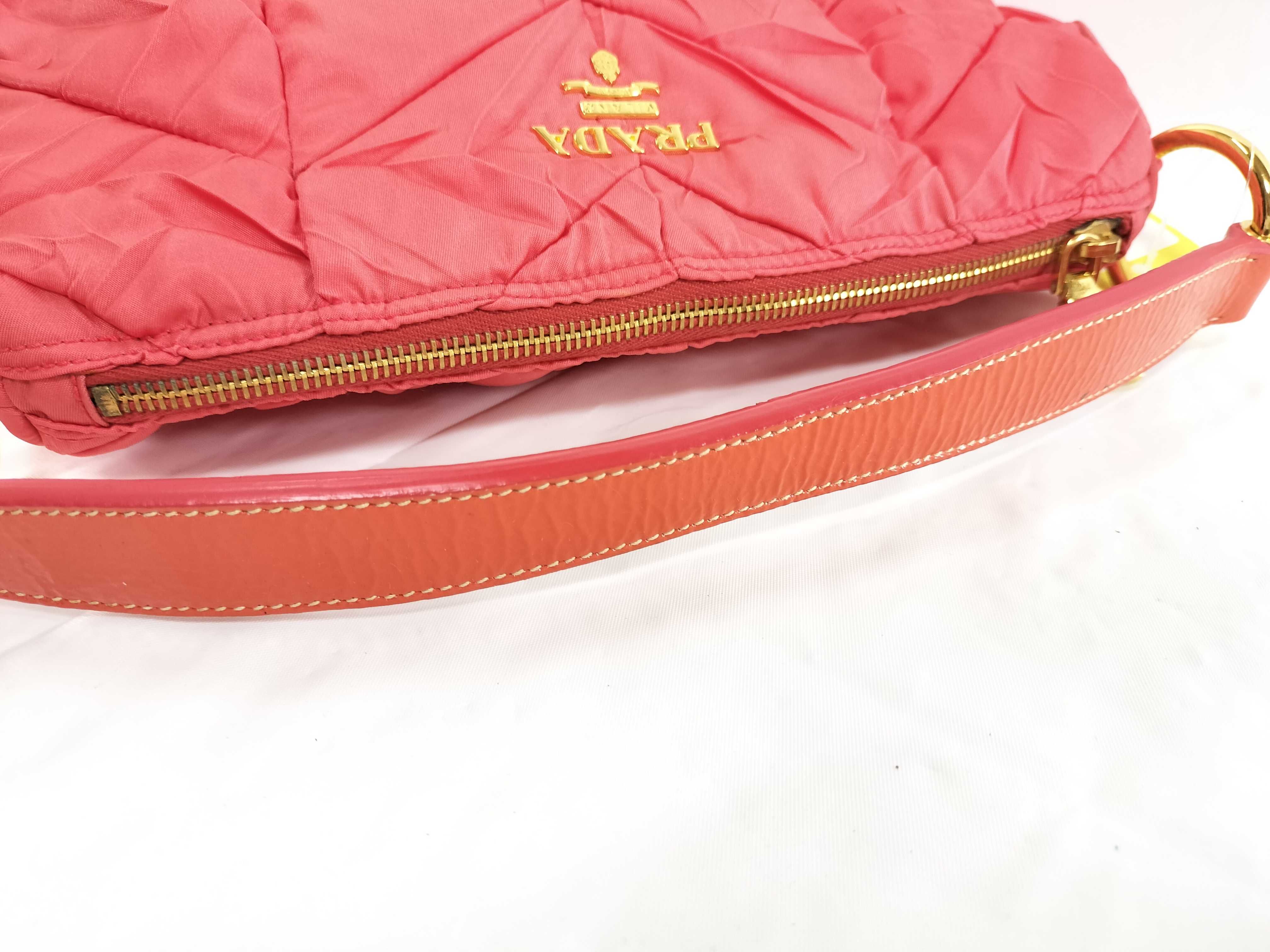 【水曜終了】(10709_0087)PRADA ナイロン BR3774 エナメルハンドル オレンジ ワンショルダー ショルダーバッグ