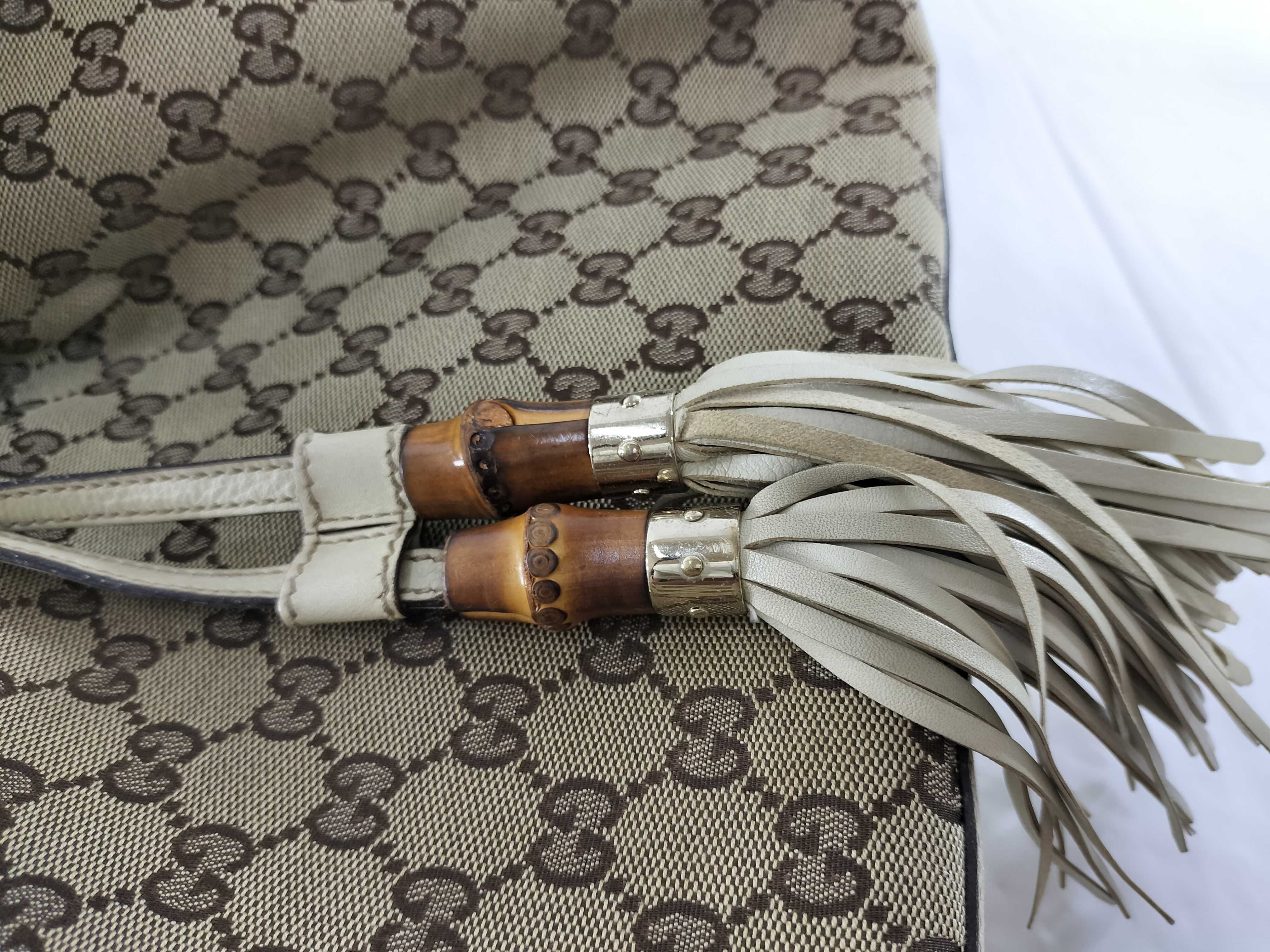 【水曜終了】(10709_0007)GUCCI GGキャンバス 170206 バンブー タッセル トートバッグ トートバッグ