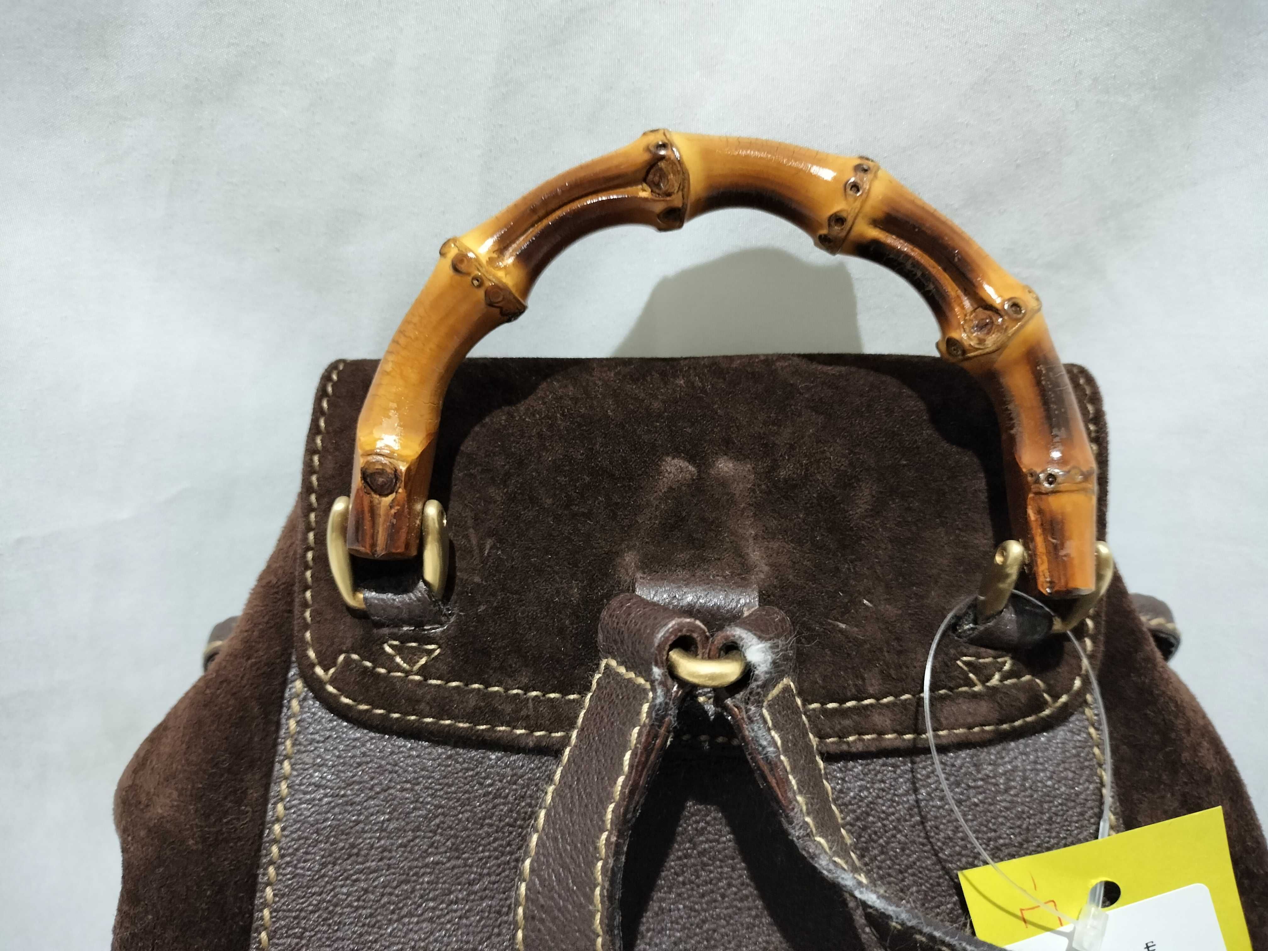 【水曜終了】(10709_0010)GUCCI バンブー 003 1705 0030 リュック 巾着 スエード リュックサック