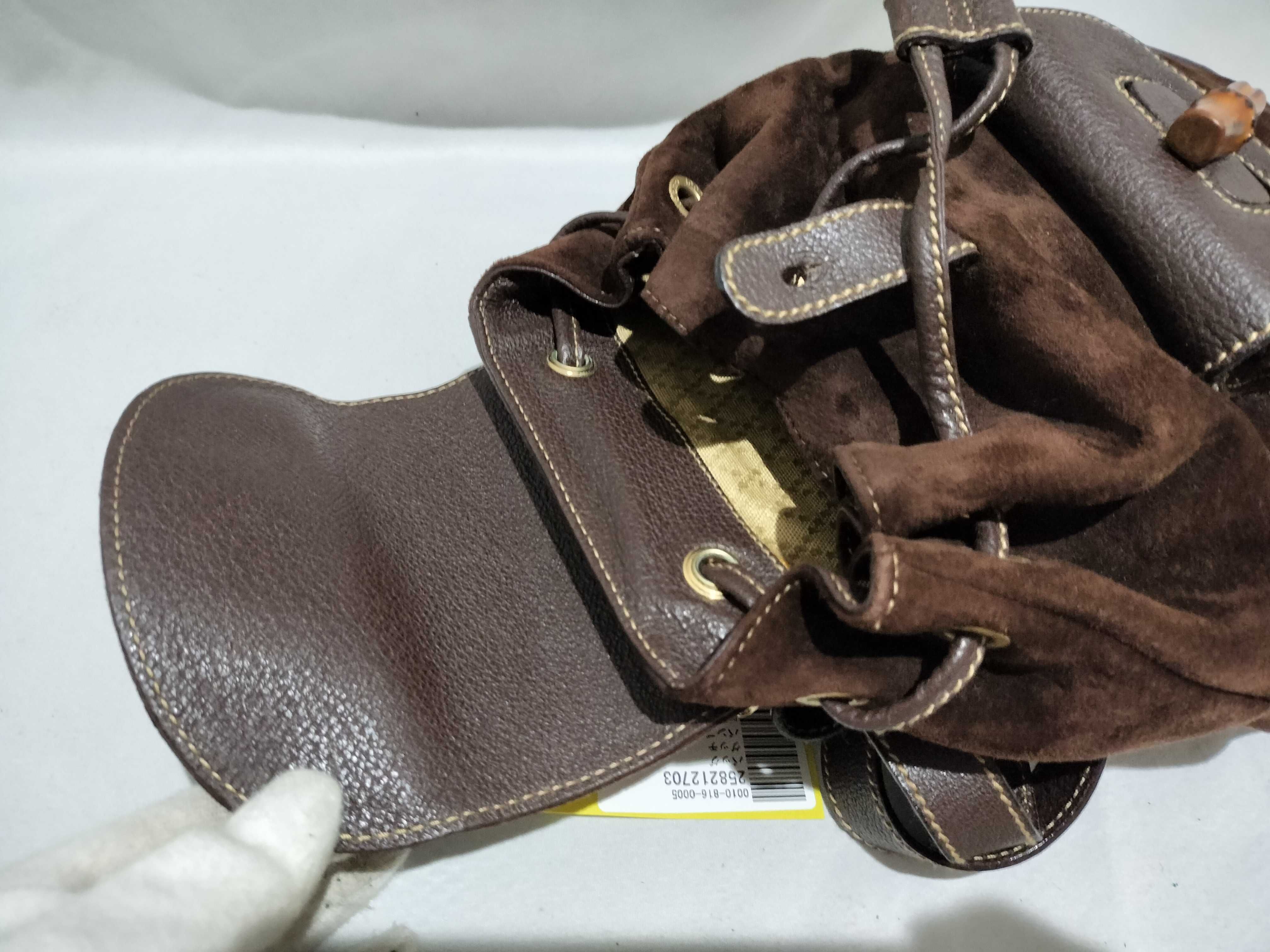 【水曜終了】(10709_0010)GUCCI バンブー 003 1705 0030 リュック 巾着 スエード リュックサック