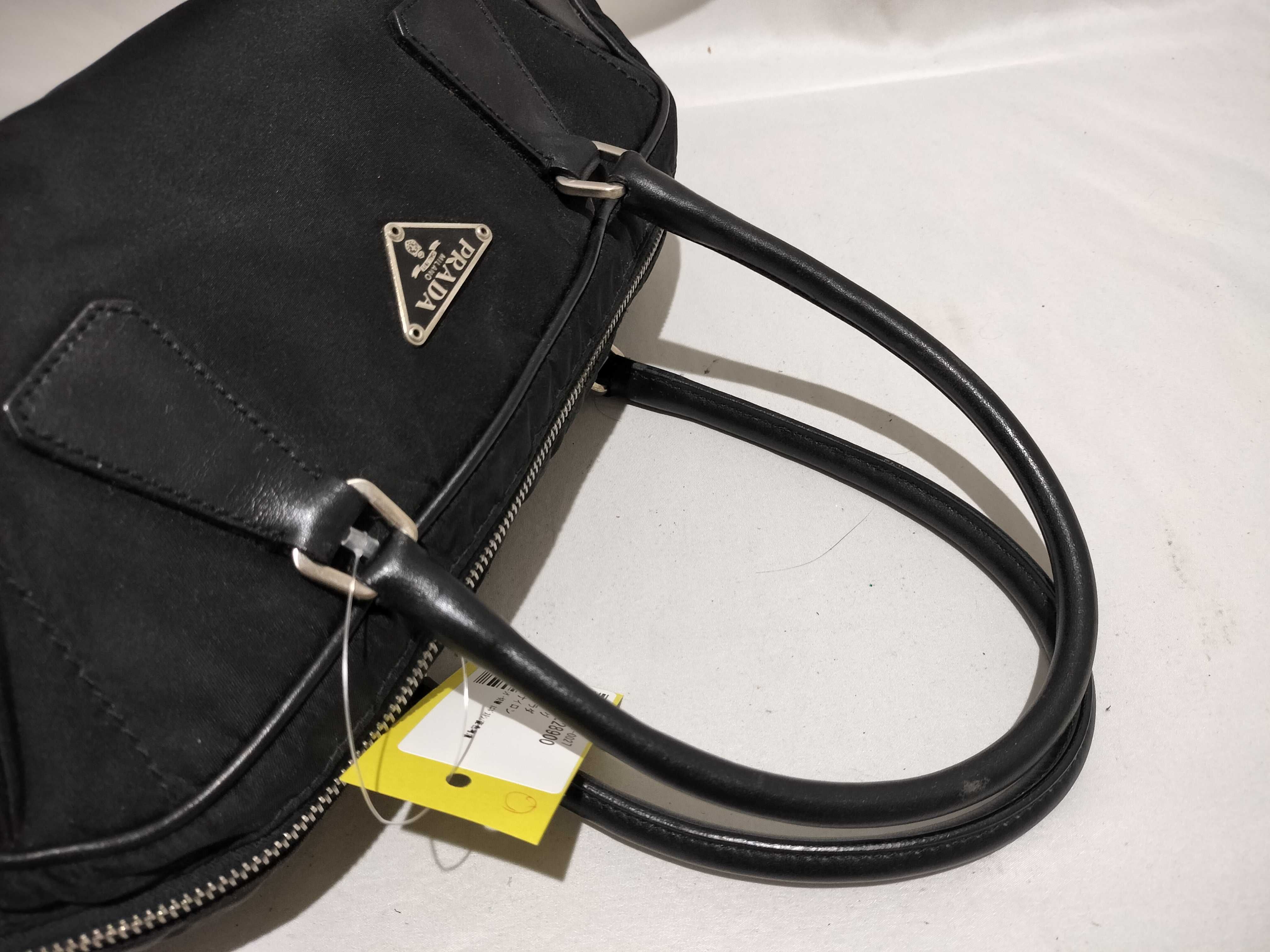 【水曜終了】(10709_0089)PRADA ナイロン レザー切替/ミニボストン/変色考慮 ハンドバッグ