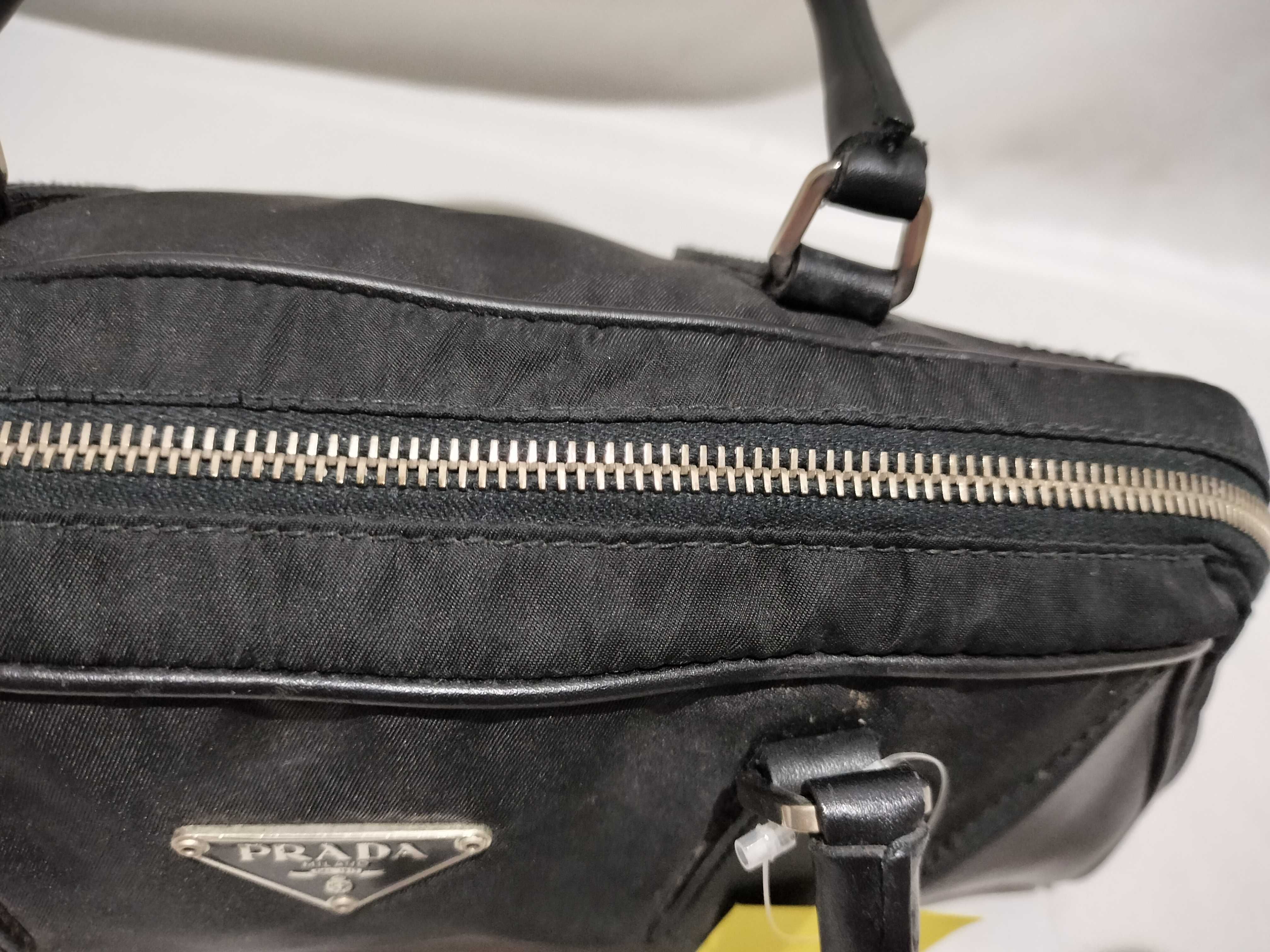 【水曜終了】(10709_0089)PRADA ナイロン レザー切替/ミニボストン/変色考慮 ハンドバッグ