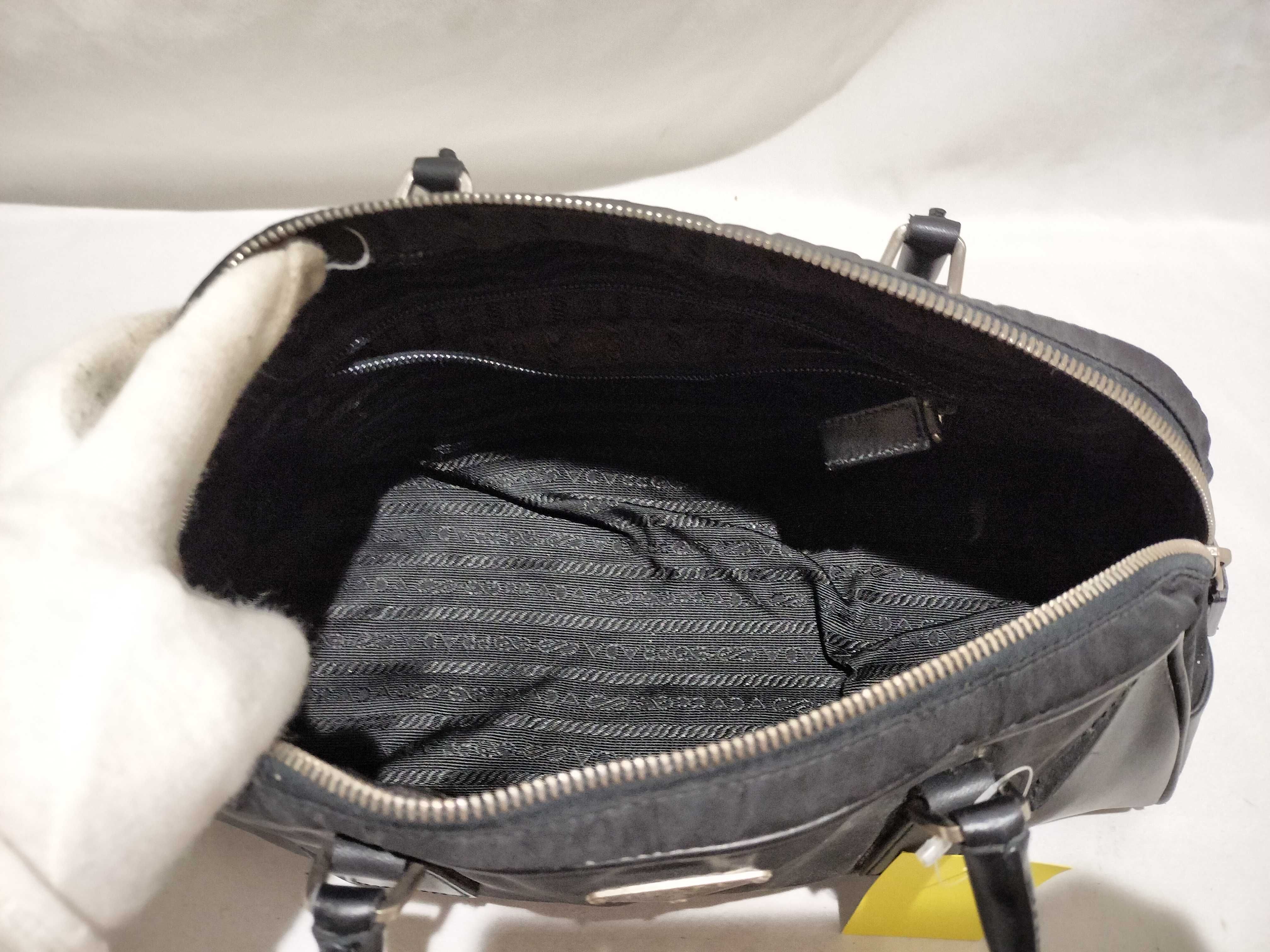 【水曜終了】(10709_0089)PRADA ナイロン レザー切替/ミニボストン/変色考慮 ハンドバッグ