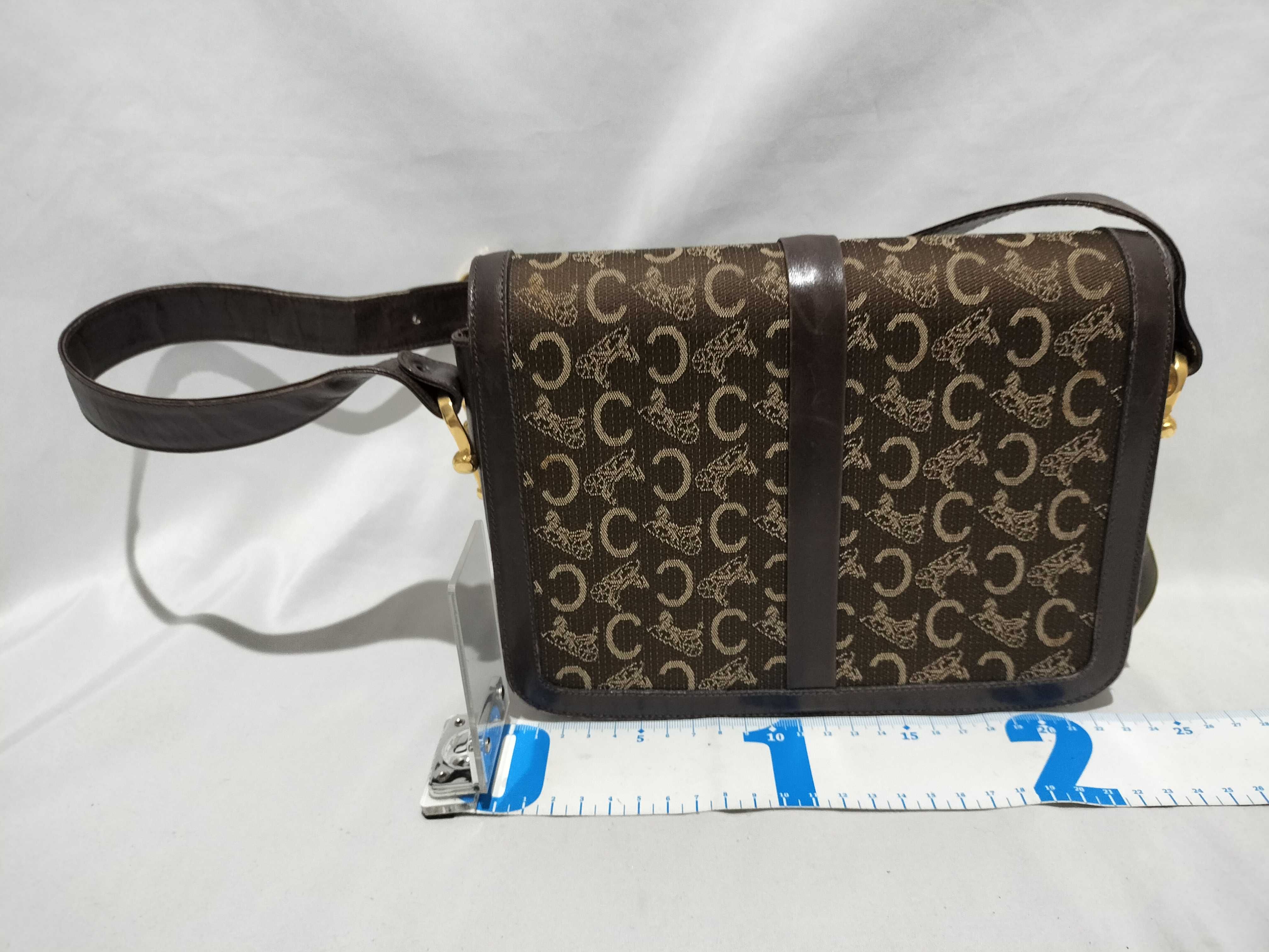 【水曜終了】(10709_0078)CELINE 馬車金具キャンバス×レザー ネイビーショルダー ショルダーバッグ