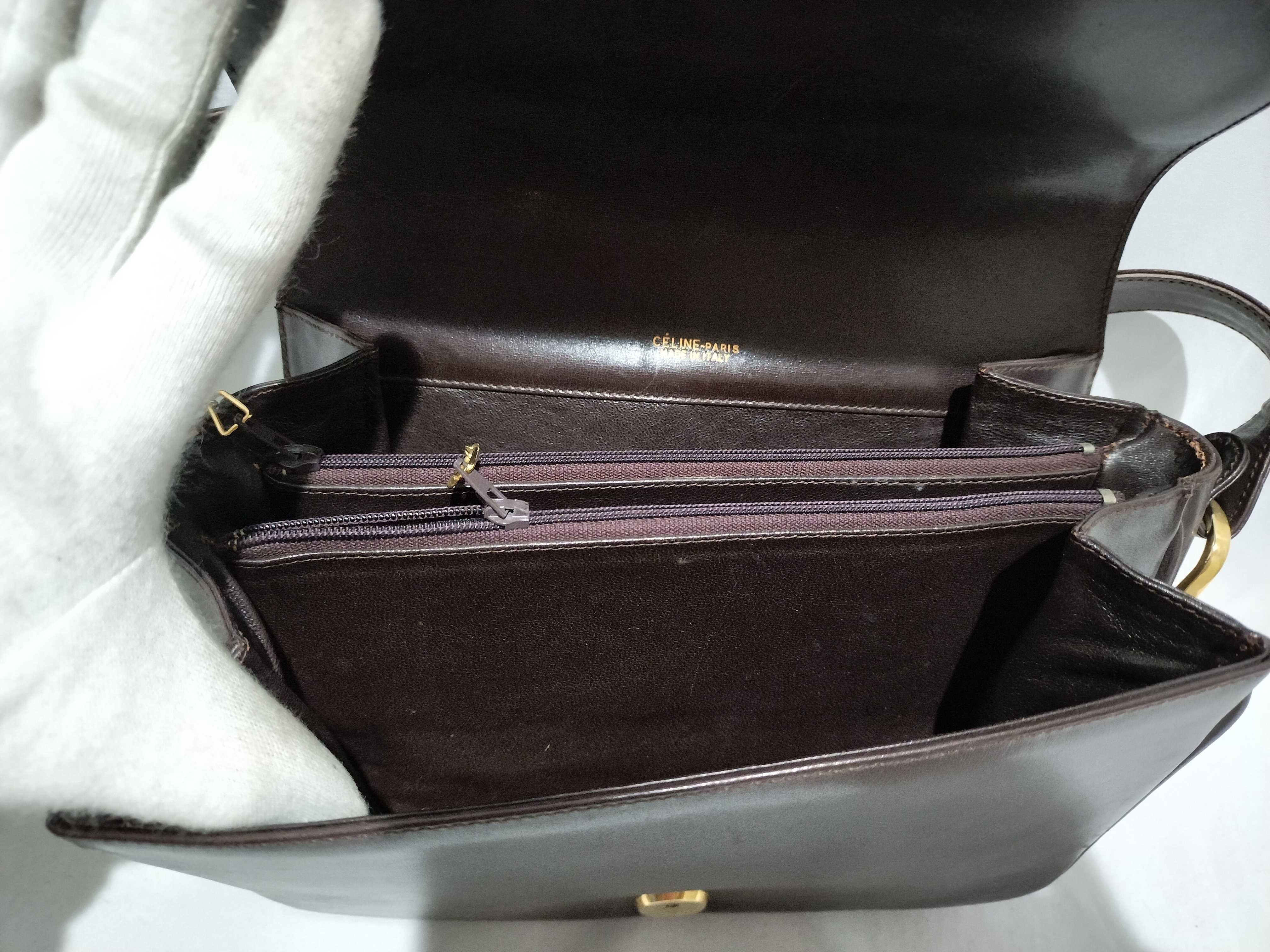 【水曜終了】(10709_0078)CELINE 馬車金具キャンバス×レザー ネイビーショルダー ショルダーバッグ