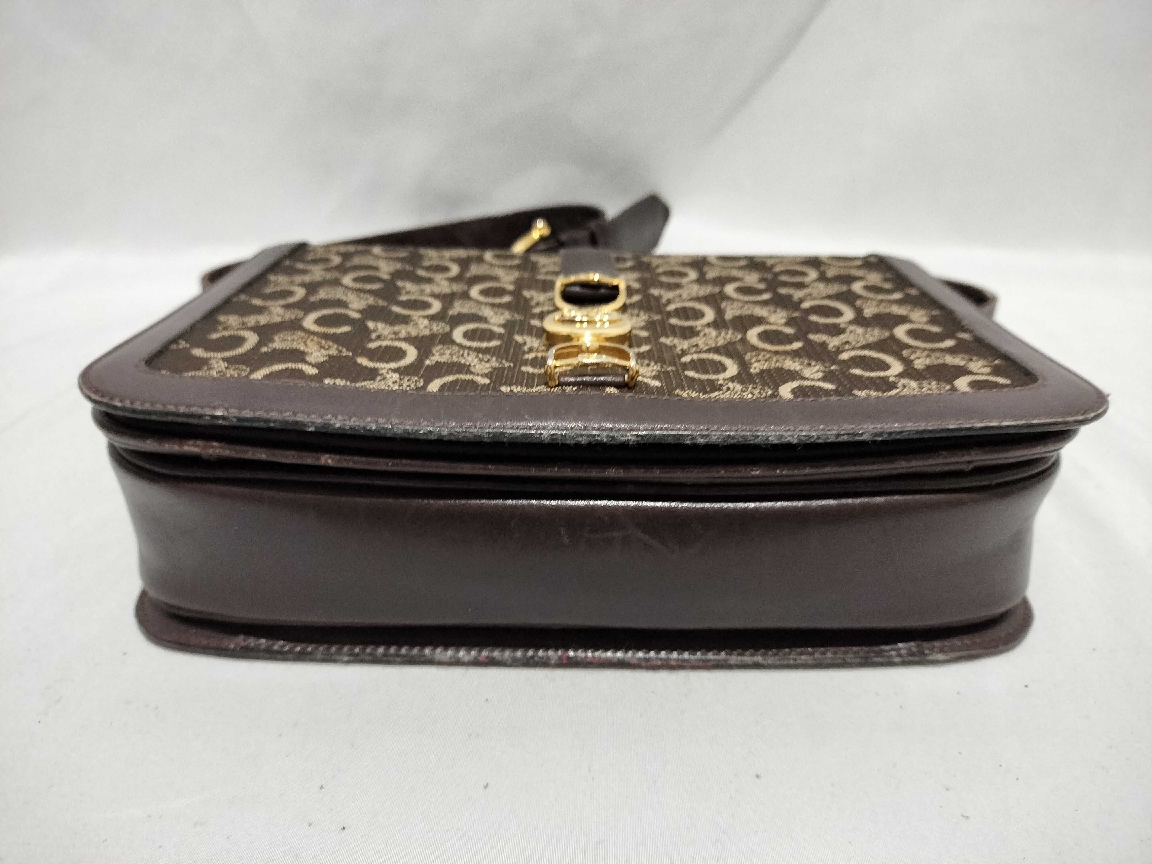 【水曜終了】(10709_0078)CELINE 馬車金具キャンバス×レザー ネイビーショルダー ショルダーバッグ