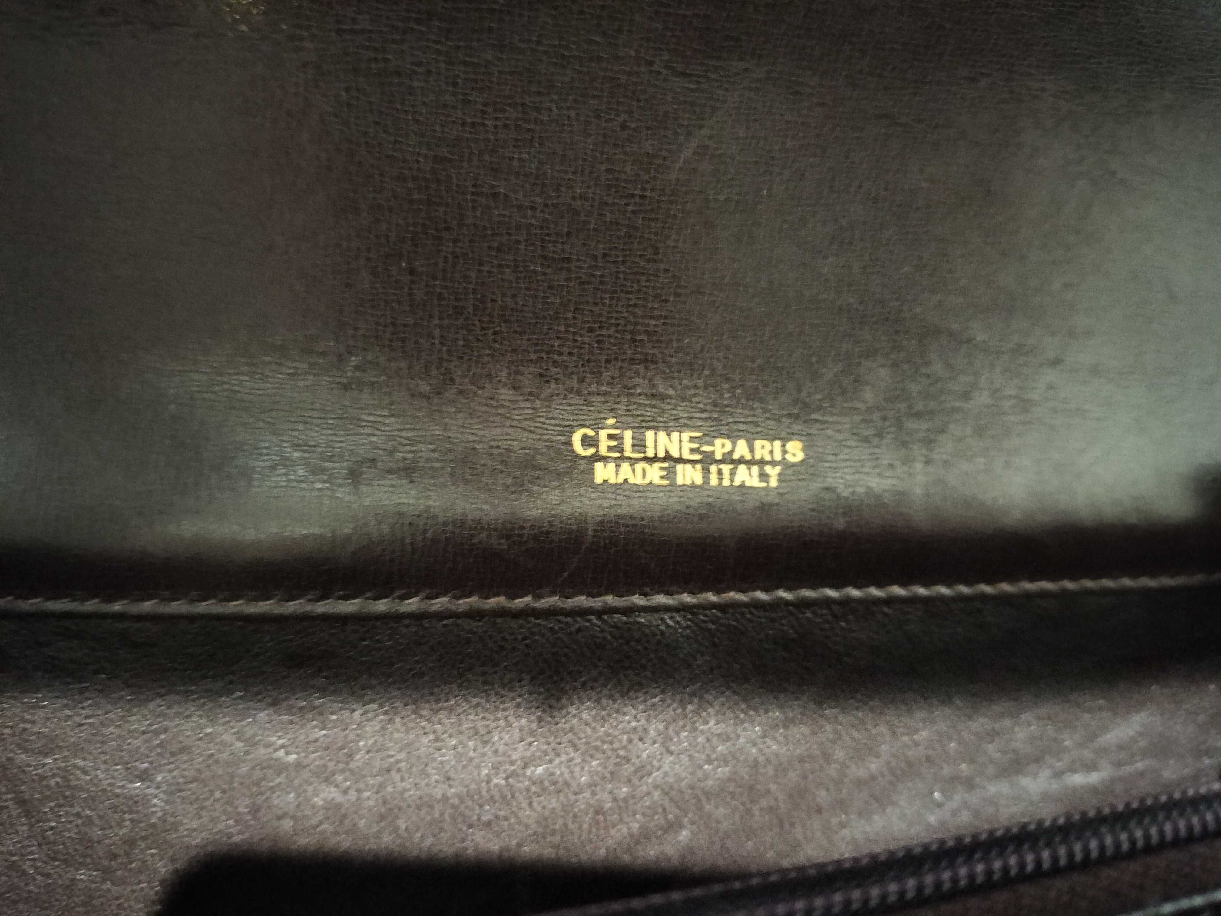 【水曜終了】(10709_0078)CELINE 馬車金具キャンバス×レザー ネイビーショルダー ショルダーバッグ