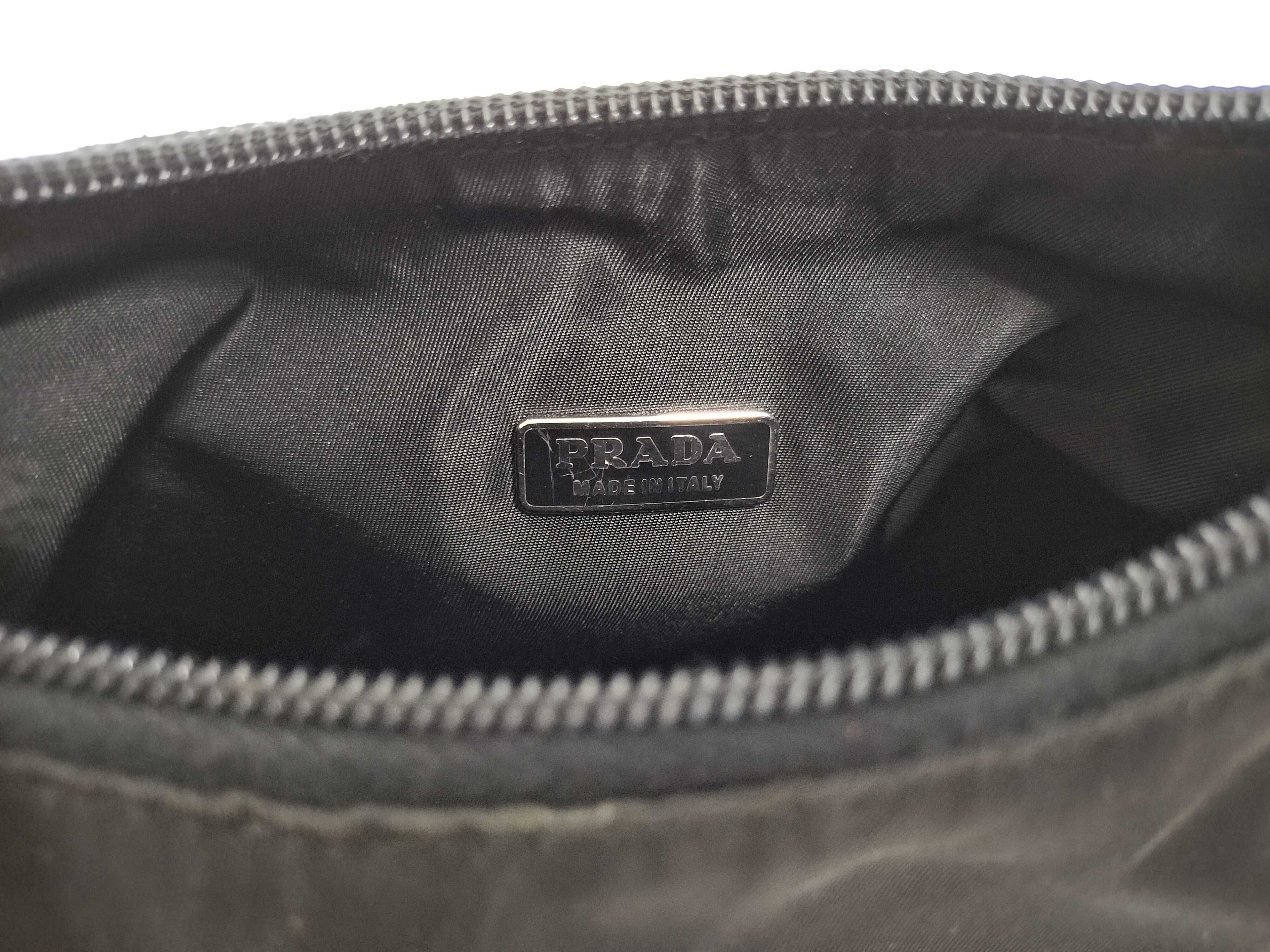 【水曜終了】(10709_0094)PRADA ナイロン ハーフムーン アクセサリーポーチ 保管ニオイ有 ブラック ショルダーバッグ