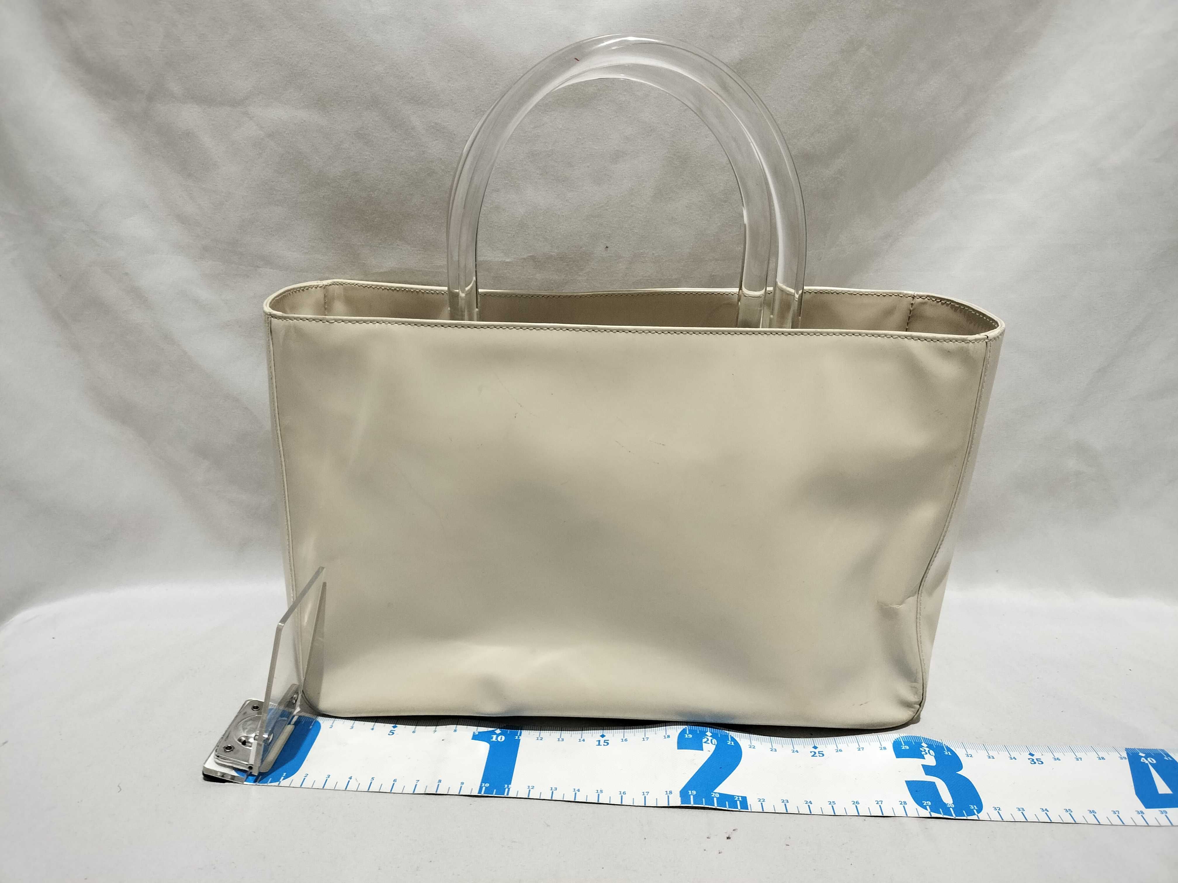 【水曜終了】(10709_0095)PRADA プラスチックハンドル パテント ハンドバッグ ハンドバッグ