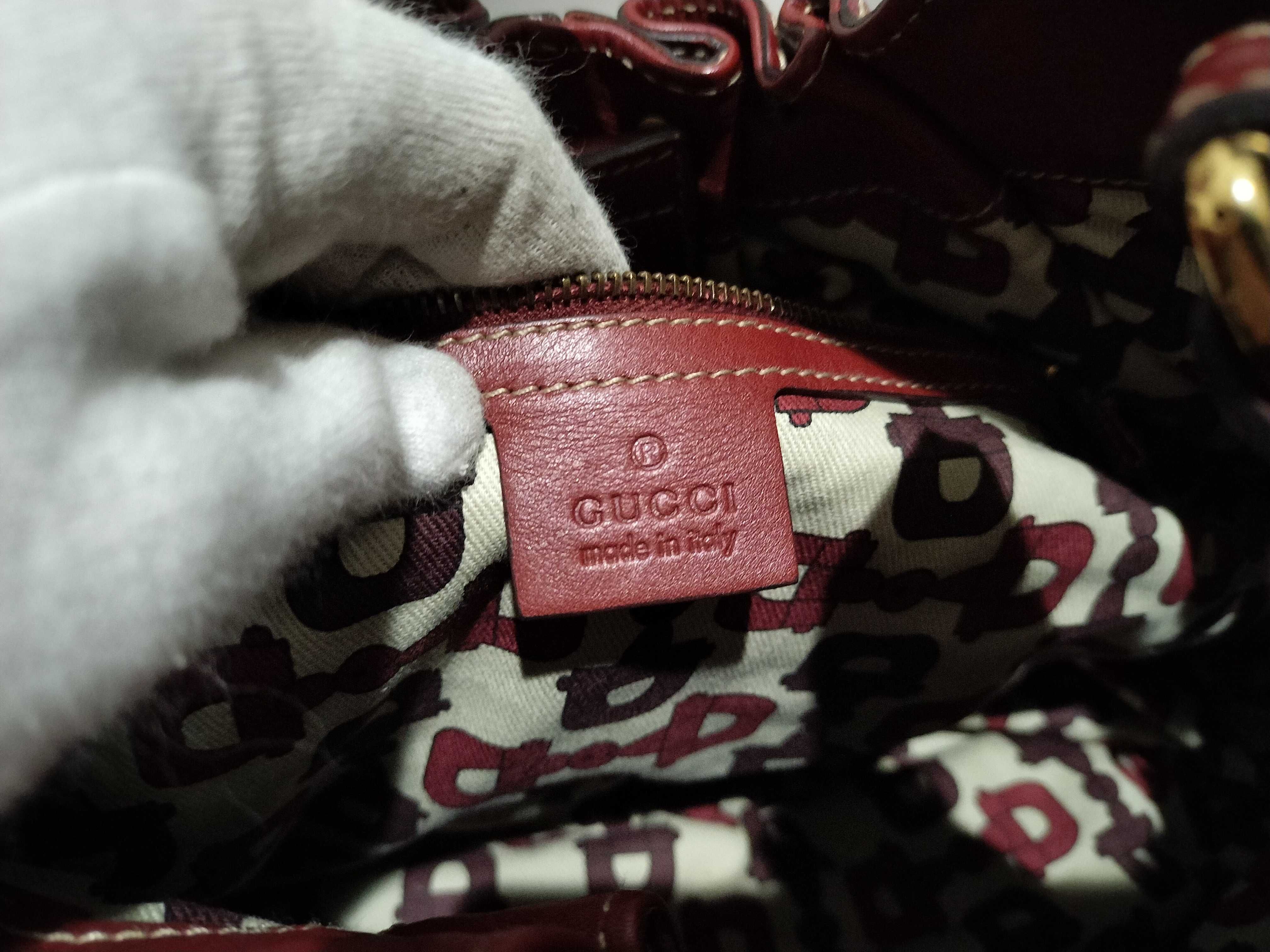 【水曜終了】(10698_0019)GUCCI グッチシマ トートバッグ レッド203623 ハンドバッグ