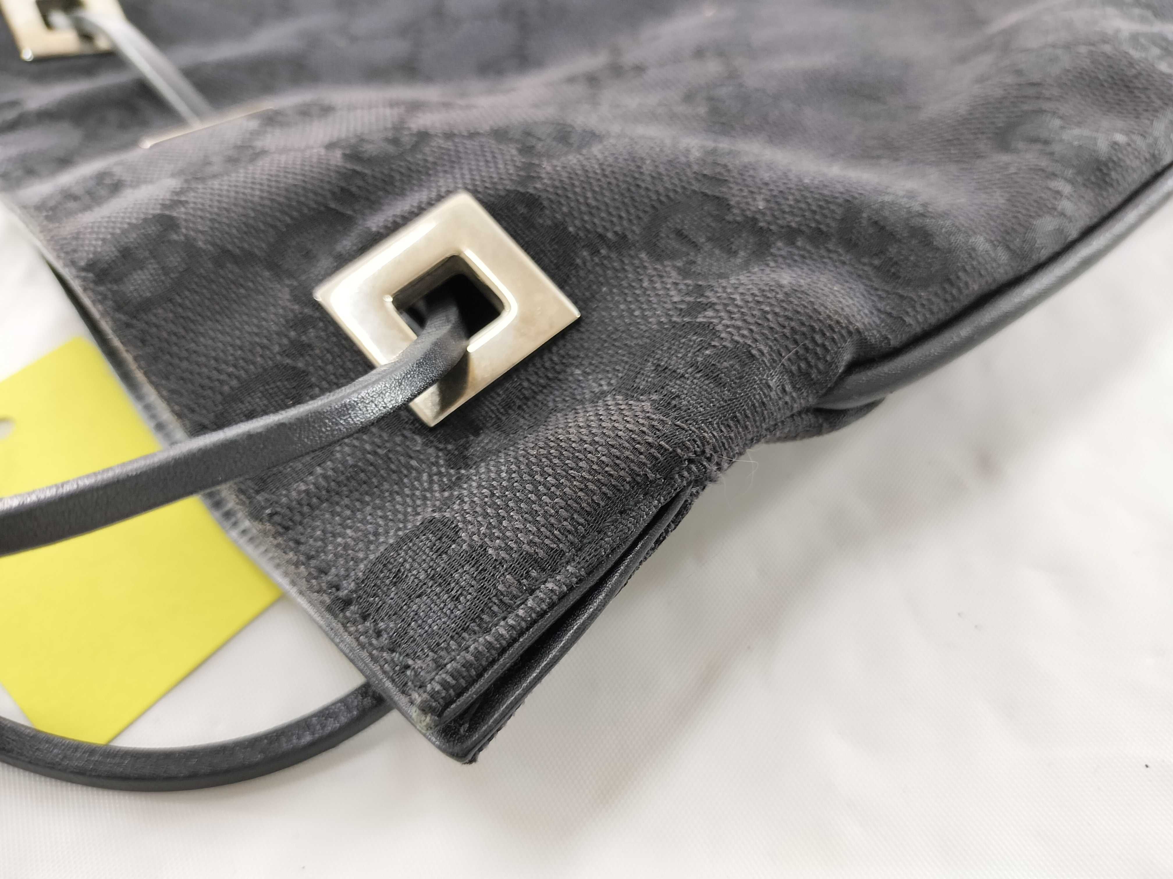 【水曜終了】(10709_0021)GUCCI GGキャンバス ×レザー 巾着 ワンショルダー 001 4021 ブラック ショルダーバッグ